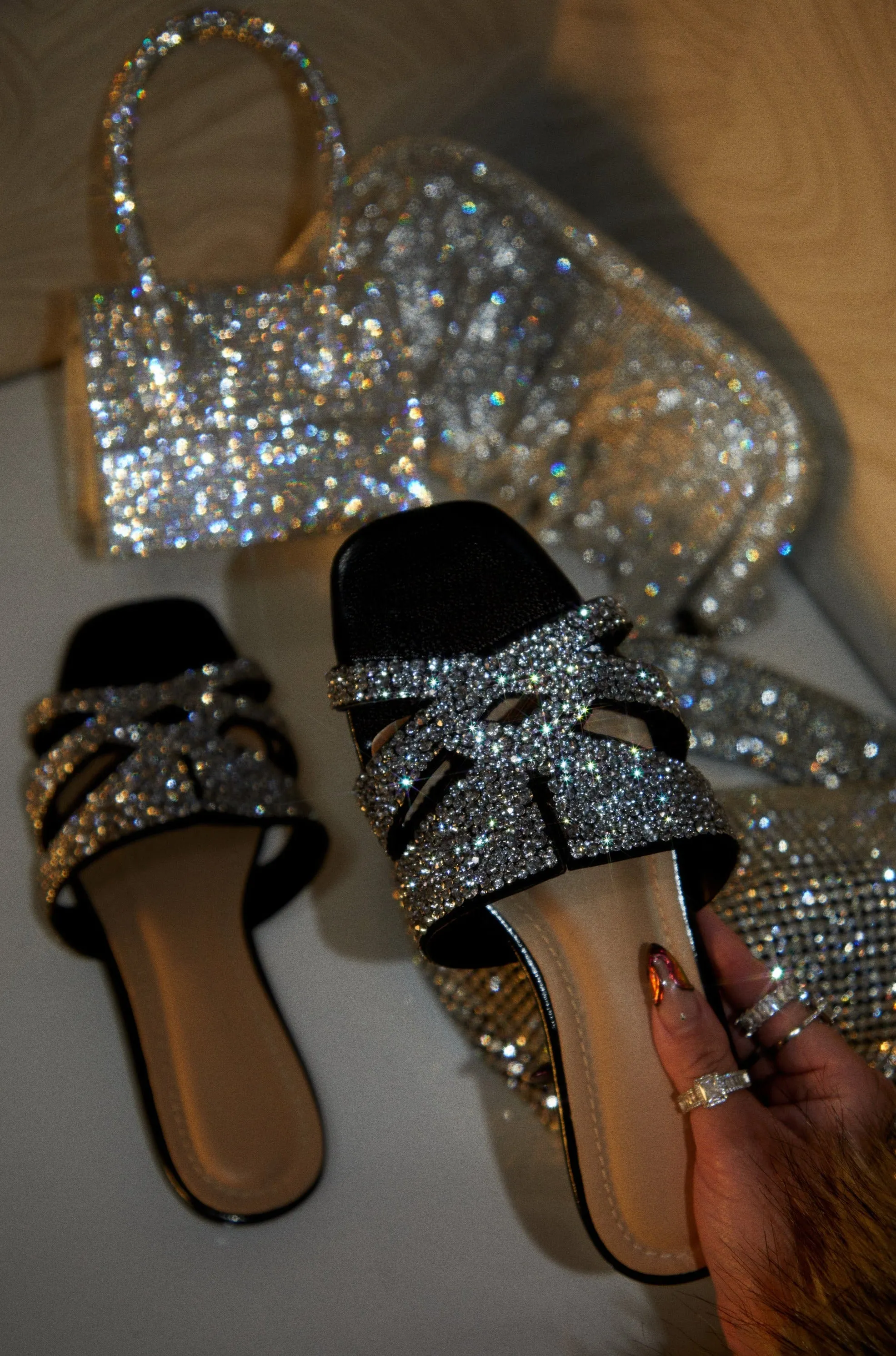 Destination Dreams Embellished Slip On Sandals - Black sold by Miss Lola