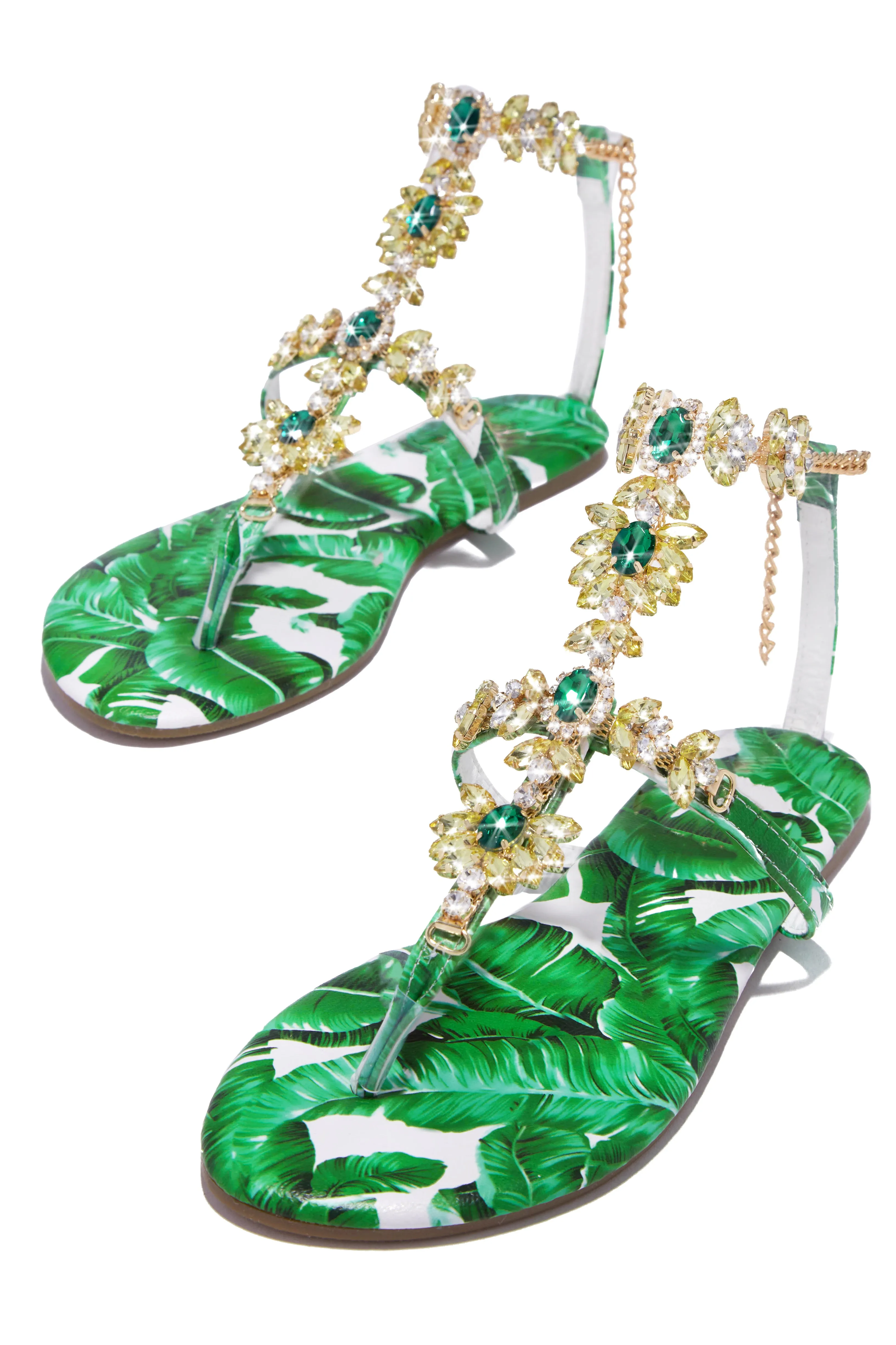 Cabo Paradise Embellished Sandals - Green sold by Miss Lola product image thumbnail 3