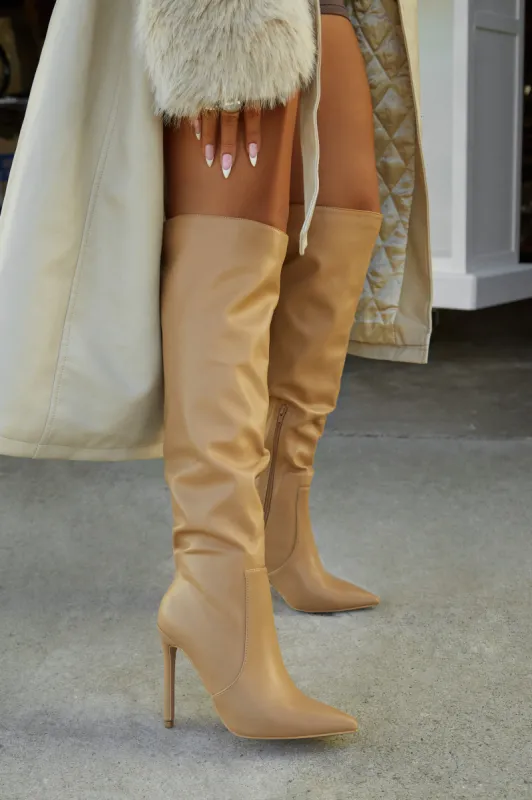 Keep My Cool High Heel Boots - Nude sold by Miss Lola