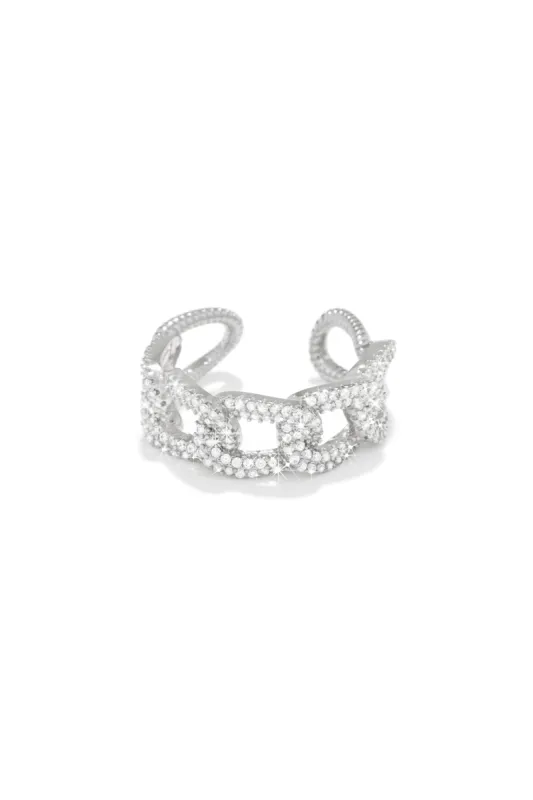 Alanna Embellished Adjustable Ring - Silver sold by Miss Lola