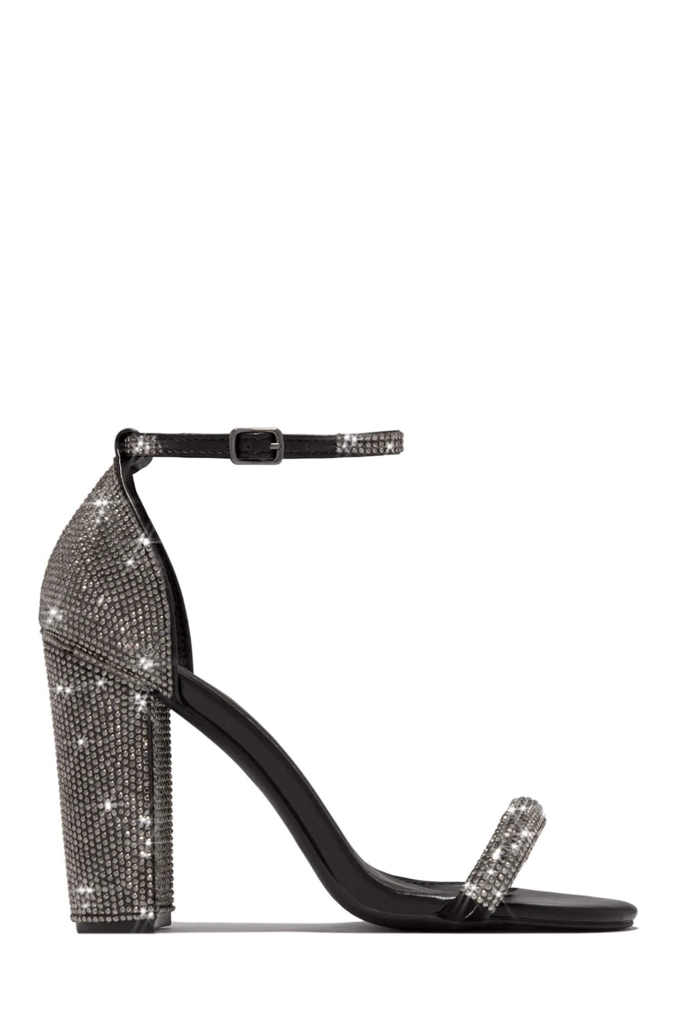 Dayana Embellished Block High Heels - Black sold by Miss Lola