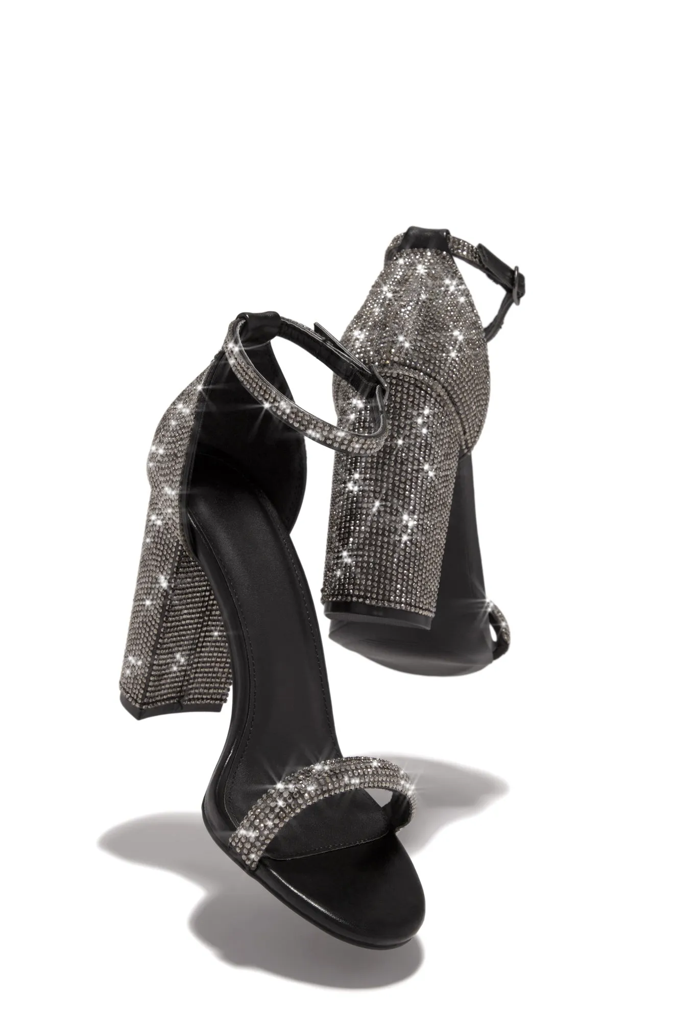 Dayana Embellished Block High Heels - Black sold by Miss Lola product image thumbnail 2