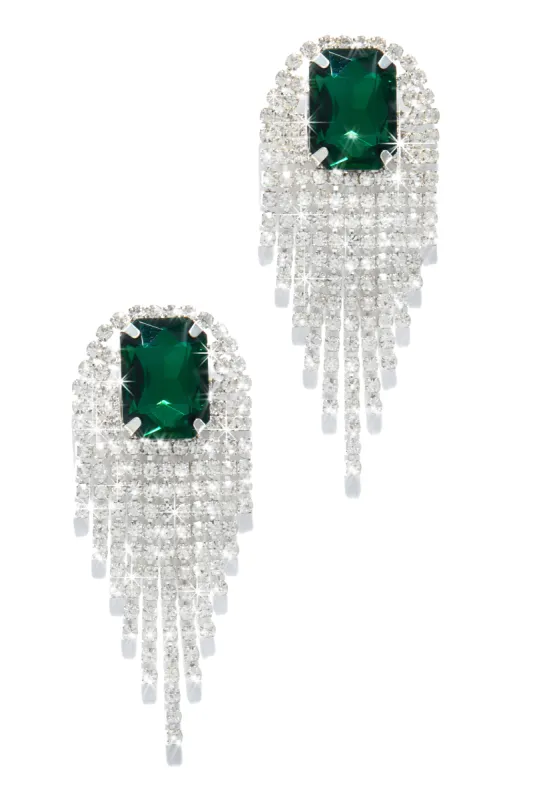 Tatiana Embellished Dangle Earring - Green sold by Miss Lola
