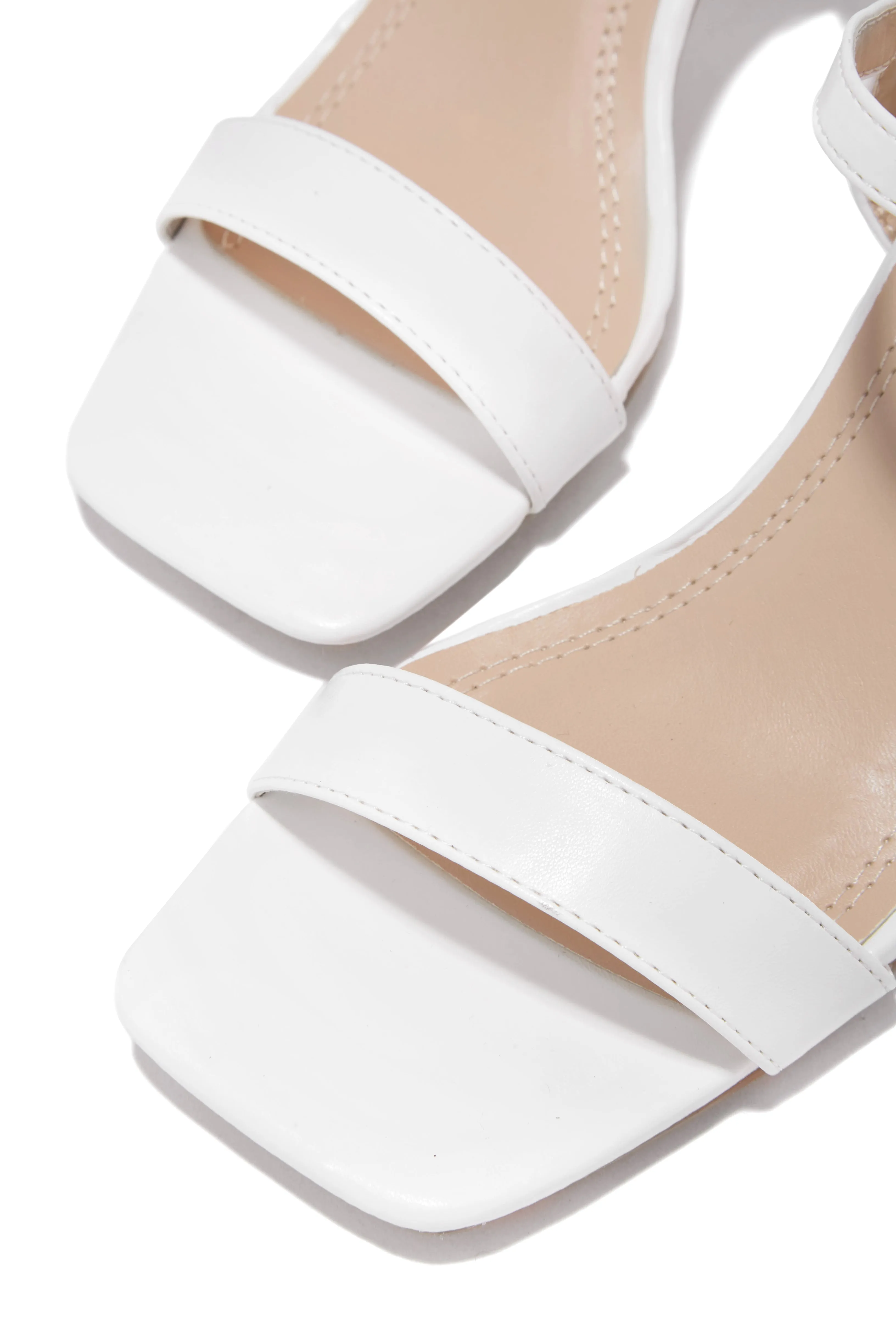 Deryna Ankle Strap Block Heels - White sold by Miss Lola product image thumbnail 2