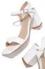 Deryna Ankle Strap Block Heels - White sold by Miss Lola