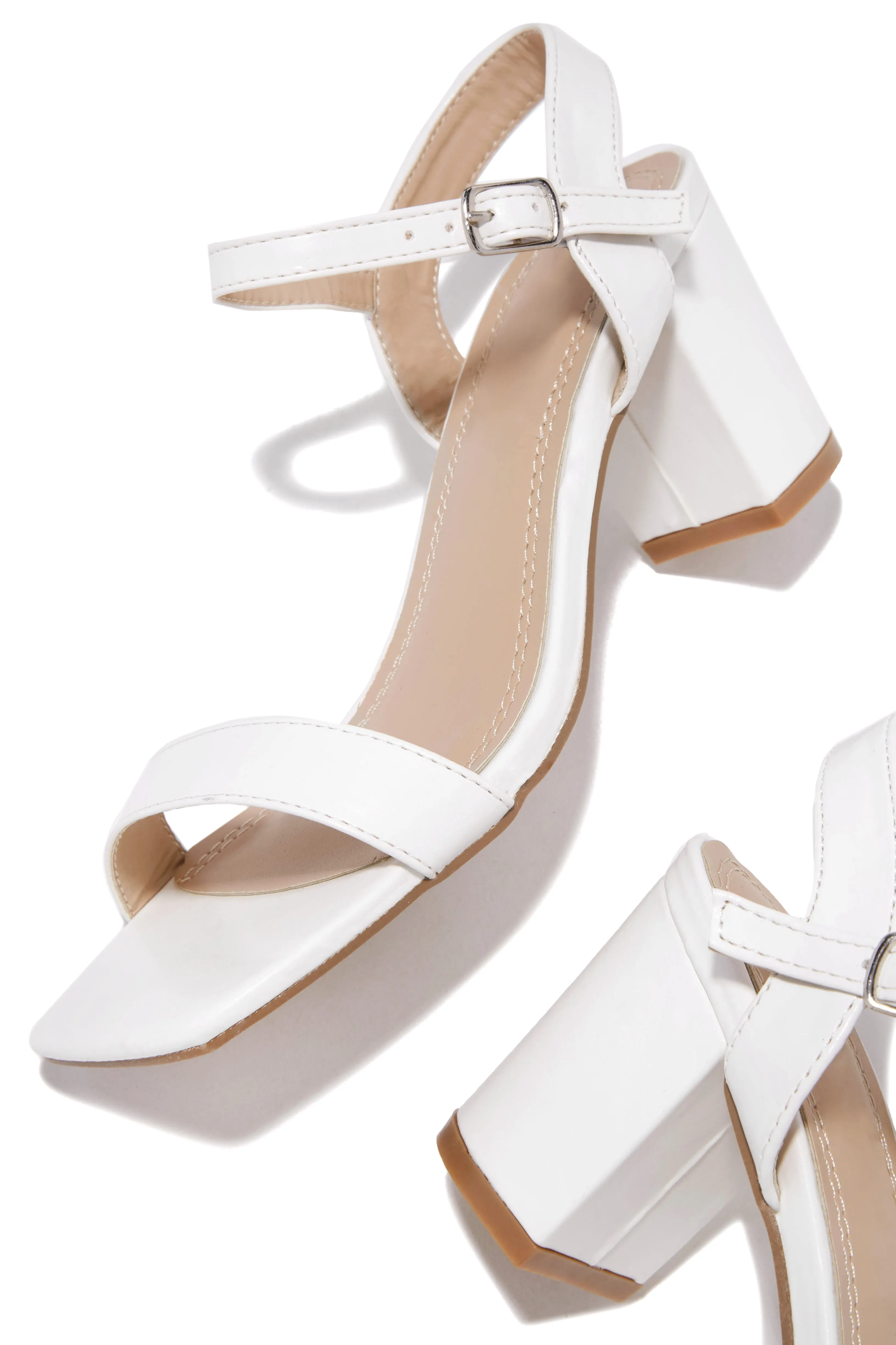 Deryna Ankle Strap Block Heels - White sold by Miss Lola product image thumbnail 3