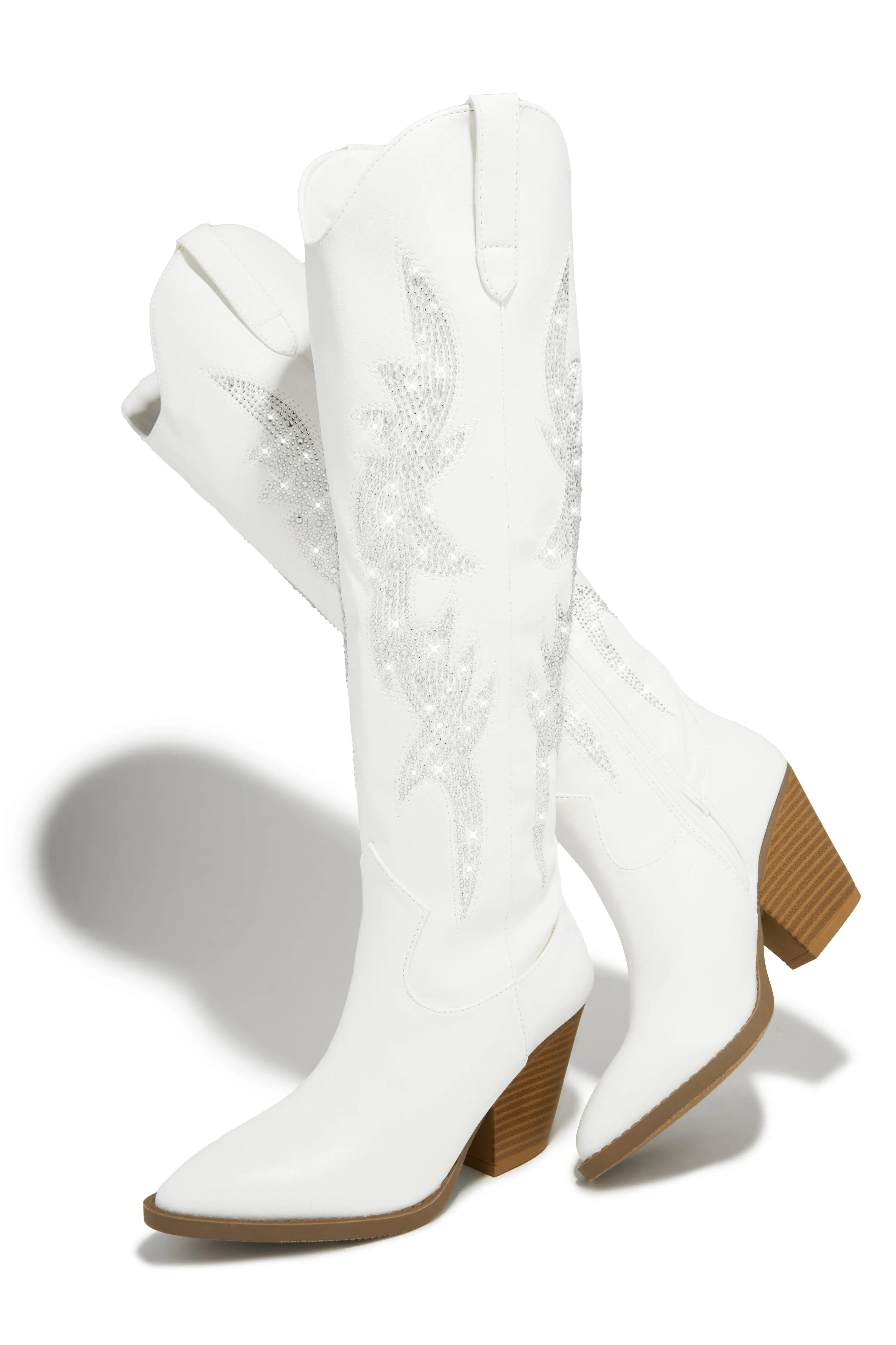 Austin Embellished Cowgirl Boots - White sold by Miss Lola product image thumbnail 3