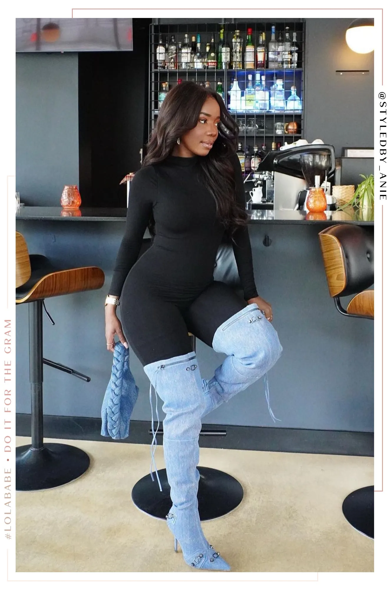 Marzie Long Sleeve Romper - Black sold by Miss Lola product image thumbnail 3