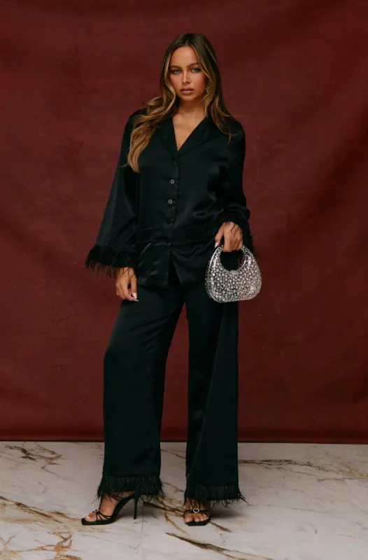 Lola Baby Two Piece Satin Pant Set - Black sold by Miss Lola