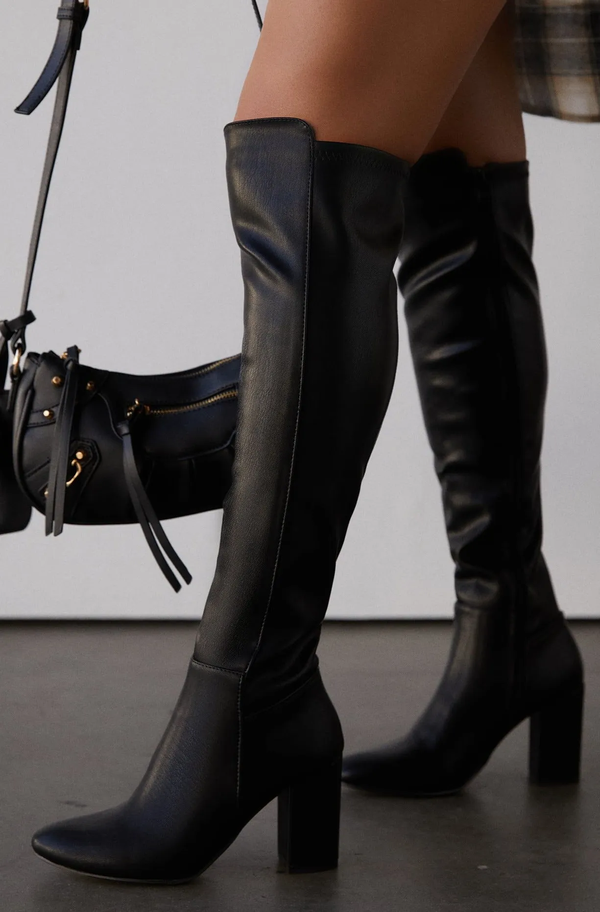 Colette Block Heel Boots - Black sold by Miss Lola