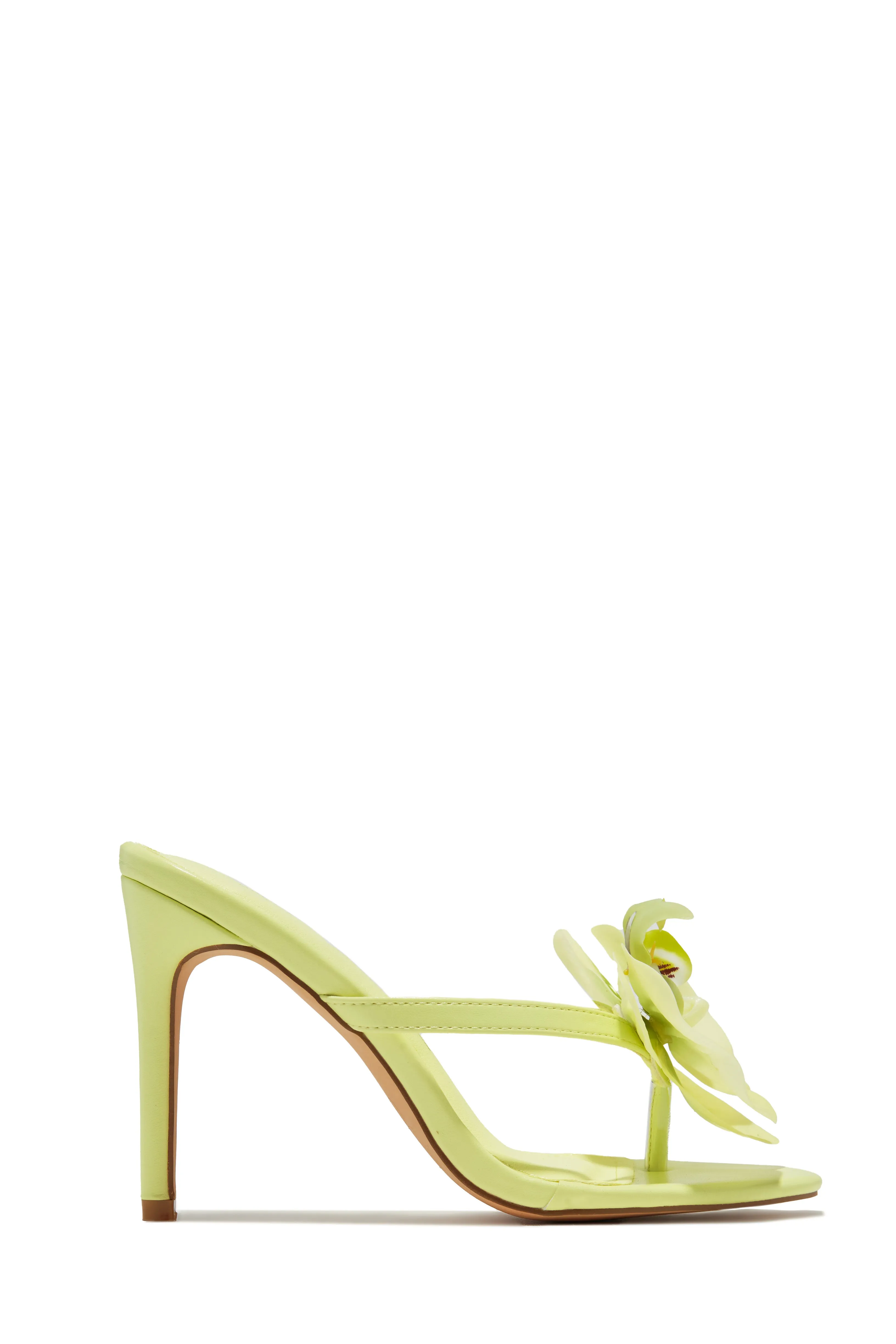 Inara Rosette High Heel Mules - Yellow sold by Miss Lola product image thumbnail 5