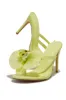 Inara Rosette High Heel Mules - Yellow sold by Miss Lola