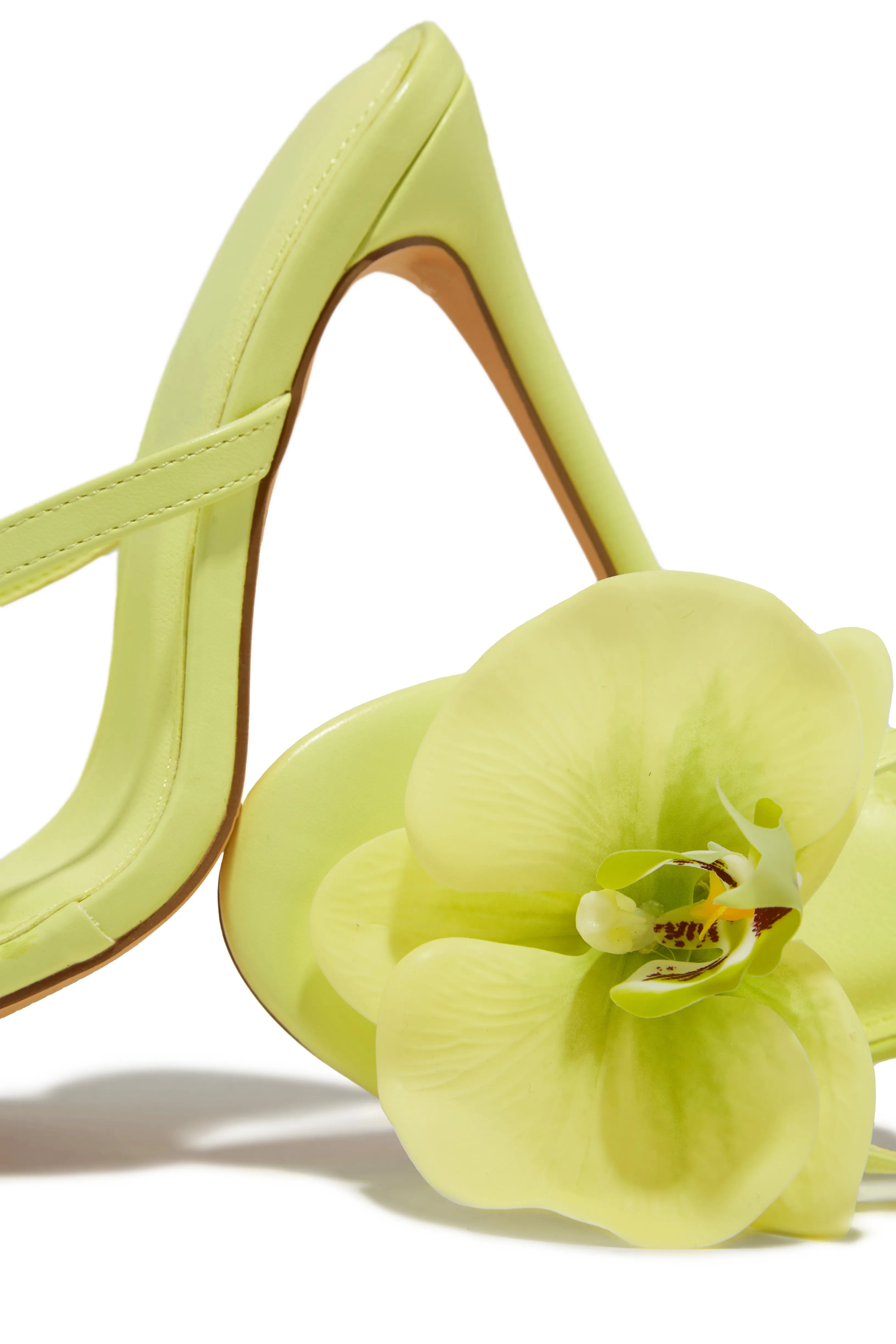Inara Rosette High Heel Mules - Yellow sold by Miss Lola product image thumbnail 4