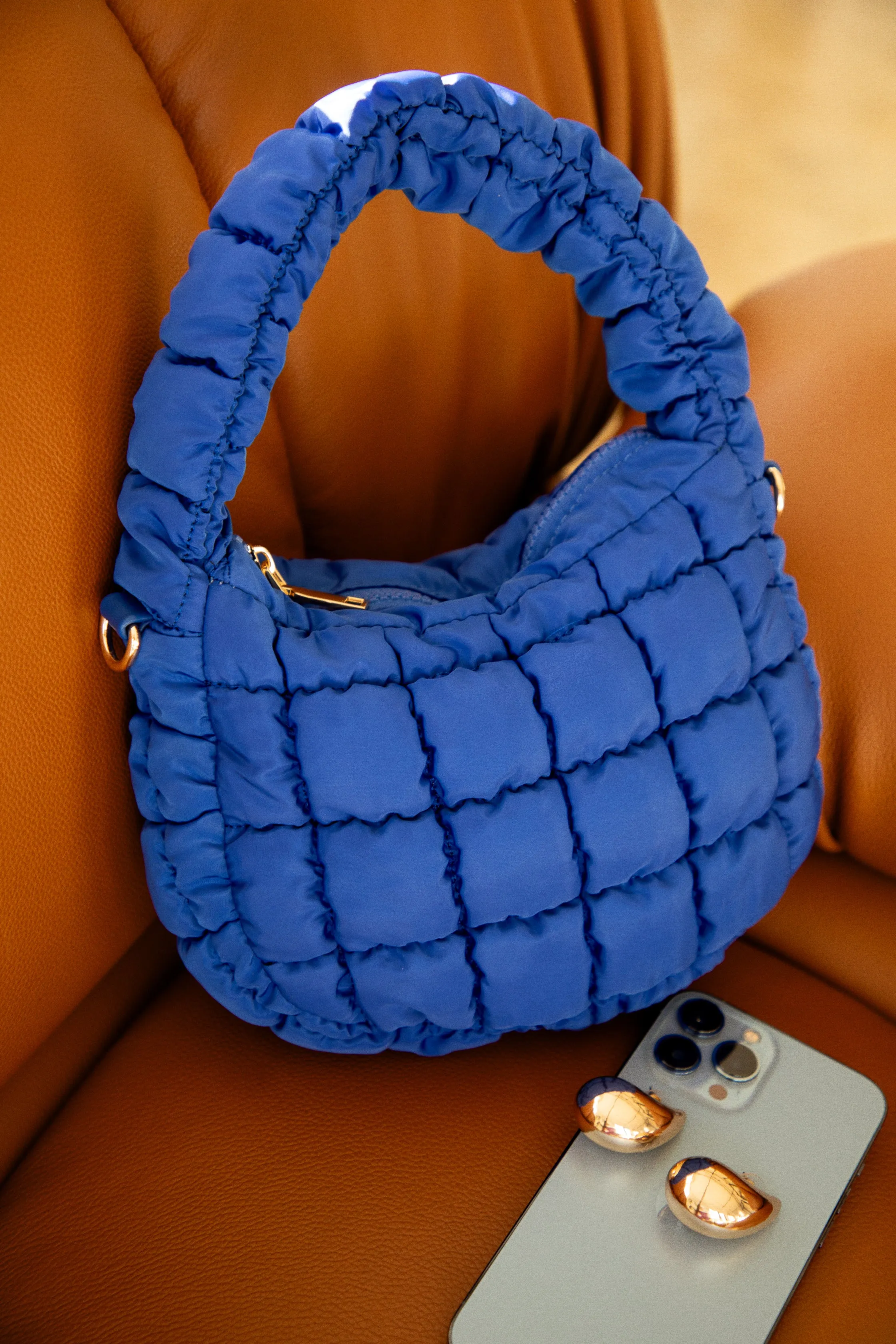Carya Quilted Crossbody Bag - Blue sold by Miss Lola product image thumbnail 3