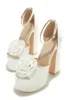 Romilly Peep Toe Platform Block High Heels - White sold by Miss Lola