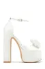 Romilly Peep Toe Platform Block High Heels - White sold by Miss Lola