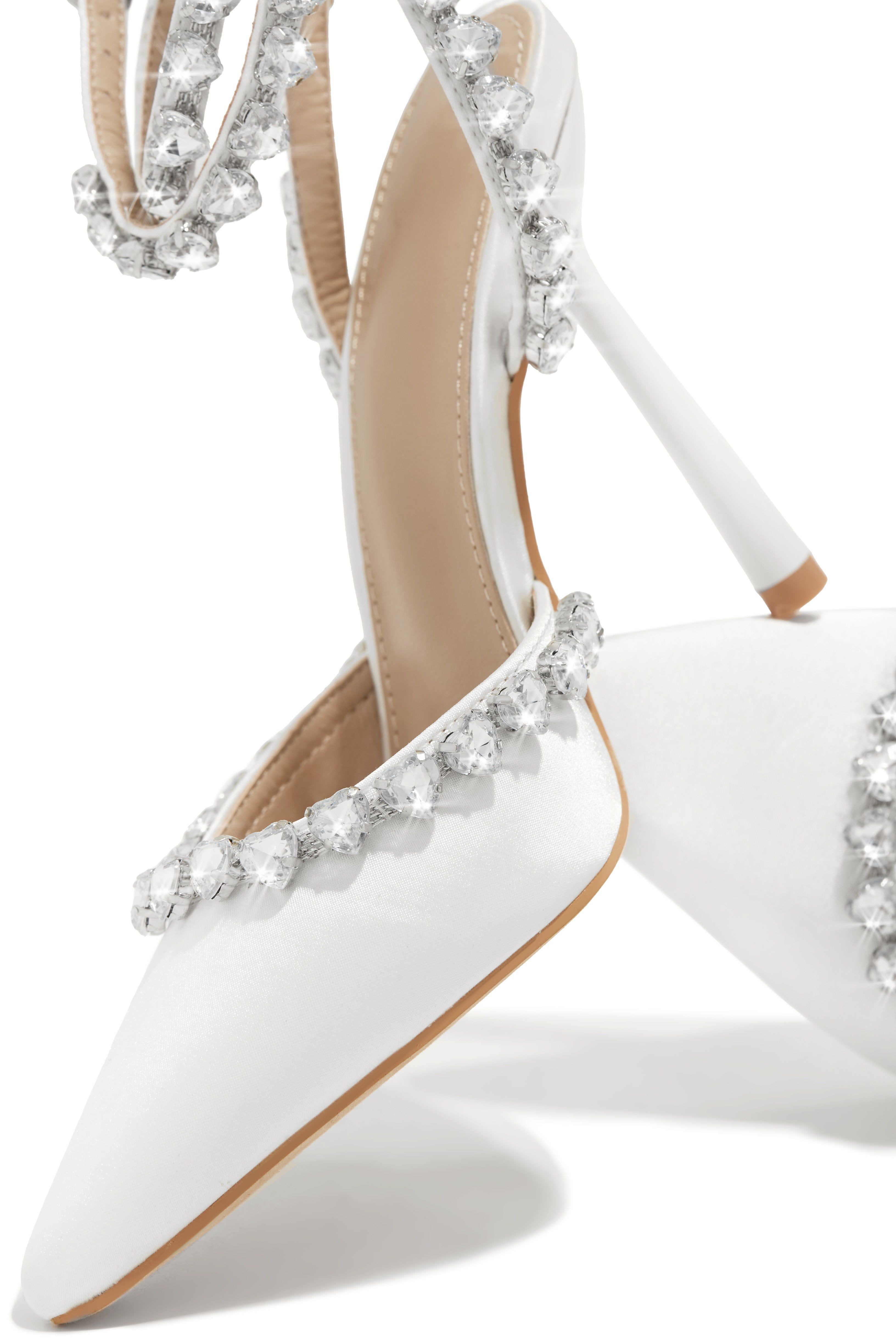 First Love Heart Stone Embellished Pump Heels - White sold by Miss Lola product image thumbnail 3