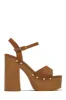 Kammy Platform Block High Heels - Tan sold by Miss Lola