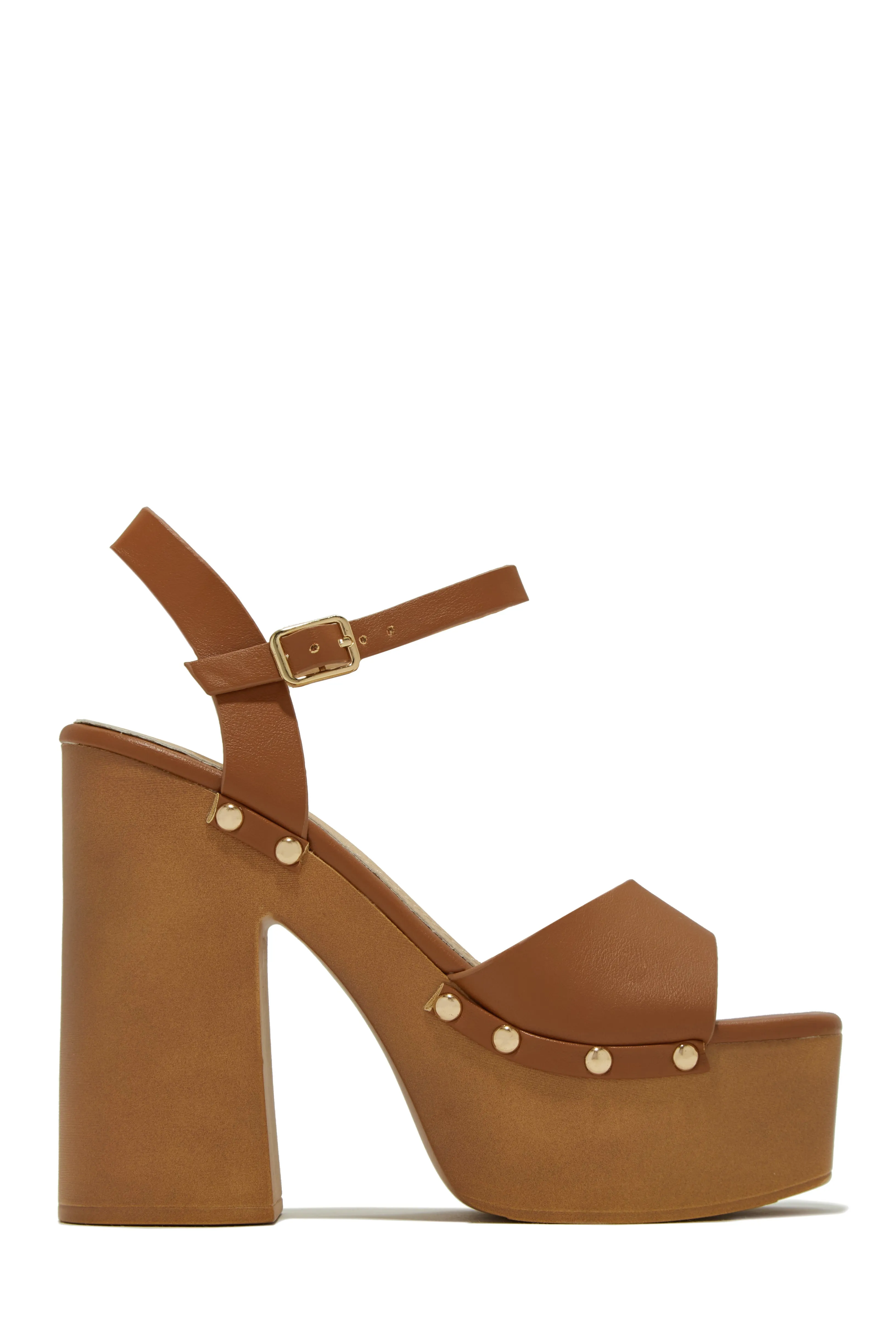 Kammy Platform Block High Heels - Tan sold by Miss Lola product image thumbnail 4