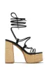 Chantal Lace Up Platform Block Heels - Tan sold by Miss Lola