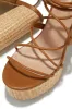 Chantal Lace Up Platform Block Heels - Tan sold by Miss Lola