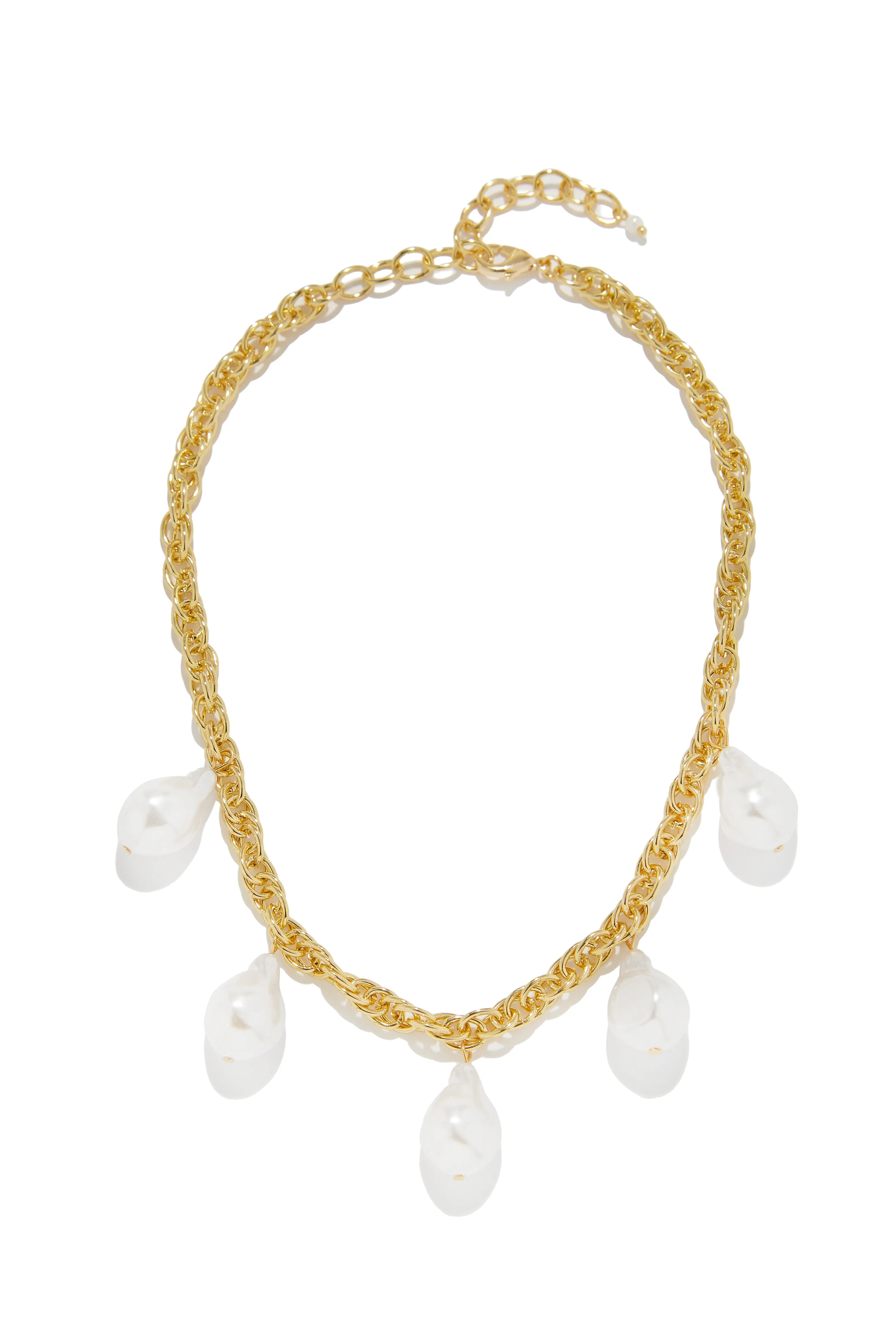 Amana Faux Pearl Necklace - Gold sold by Miss Lola