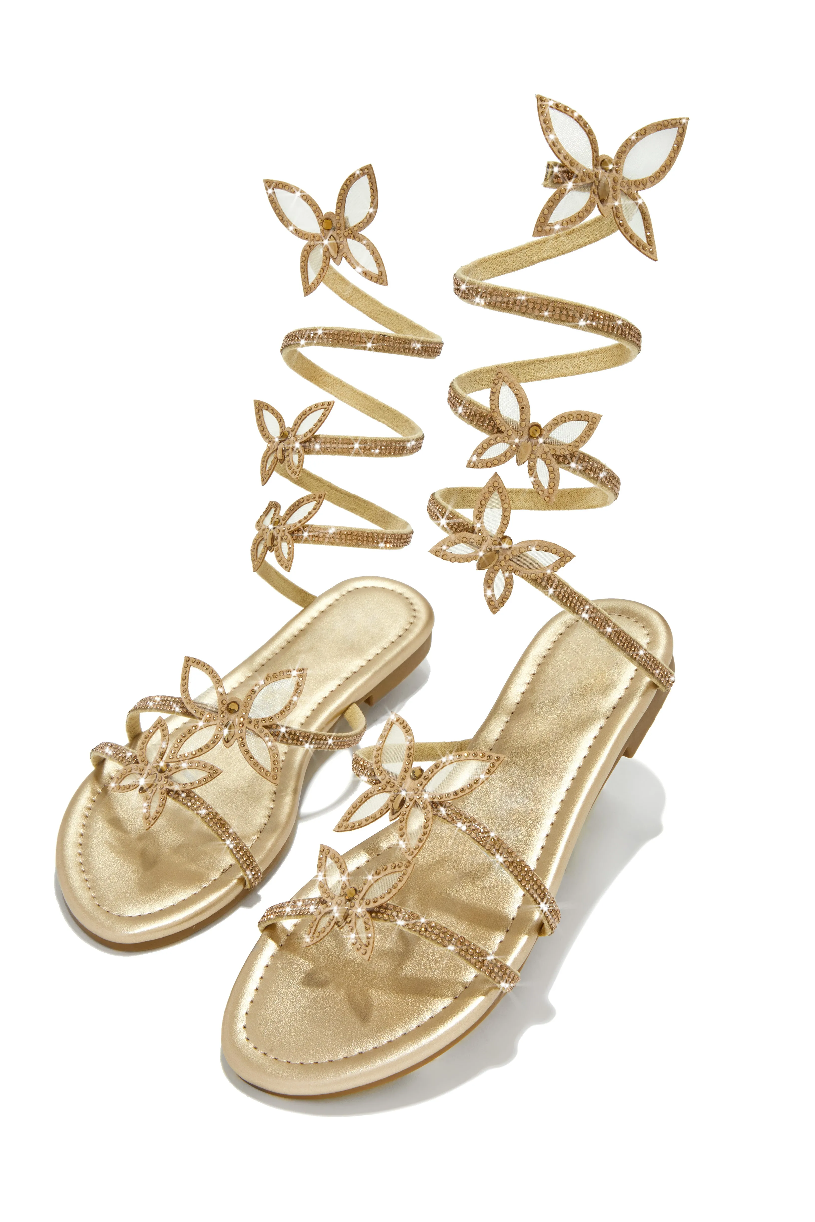 Fantasy Embellished Around The Ankle Coil Sandals - Gold sold by Miss Lola product image thumbnail 4
