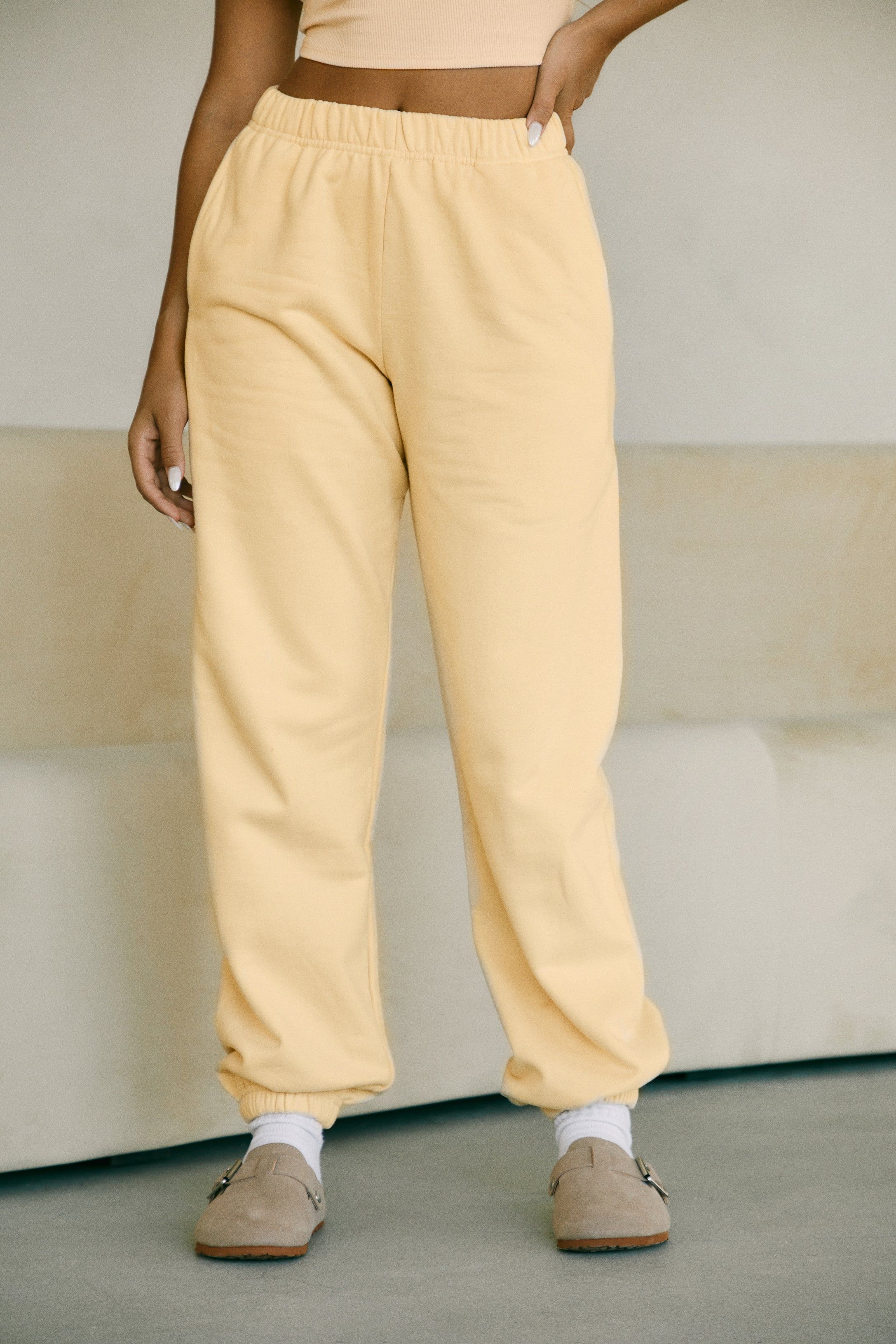 Cozy Mornings High Waist Jogger Pant - Butter sold by Miss Lola product image thumbnail 4