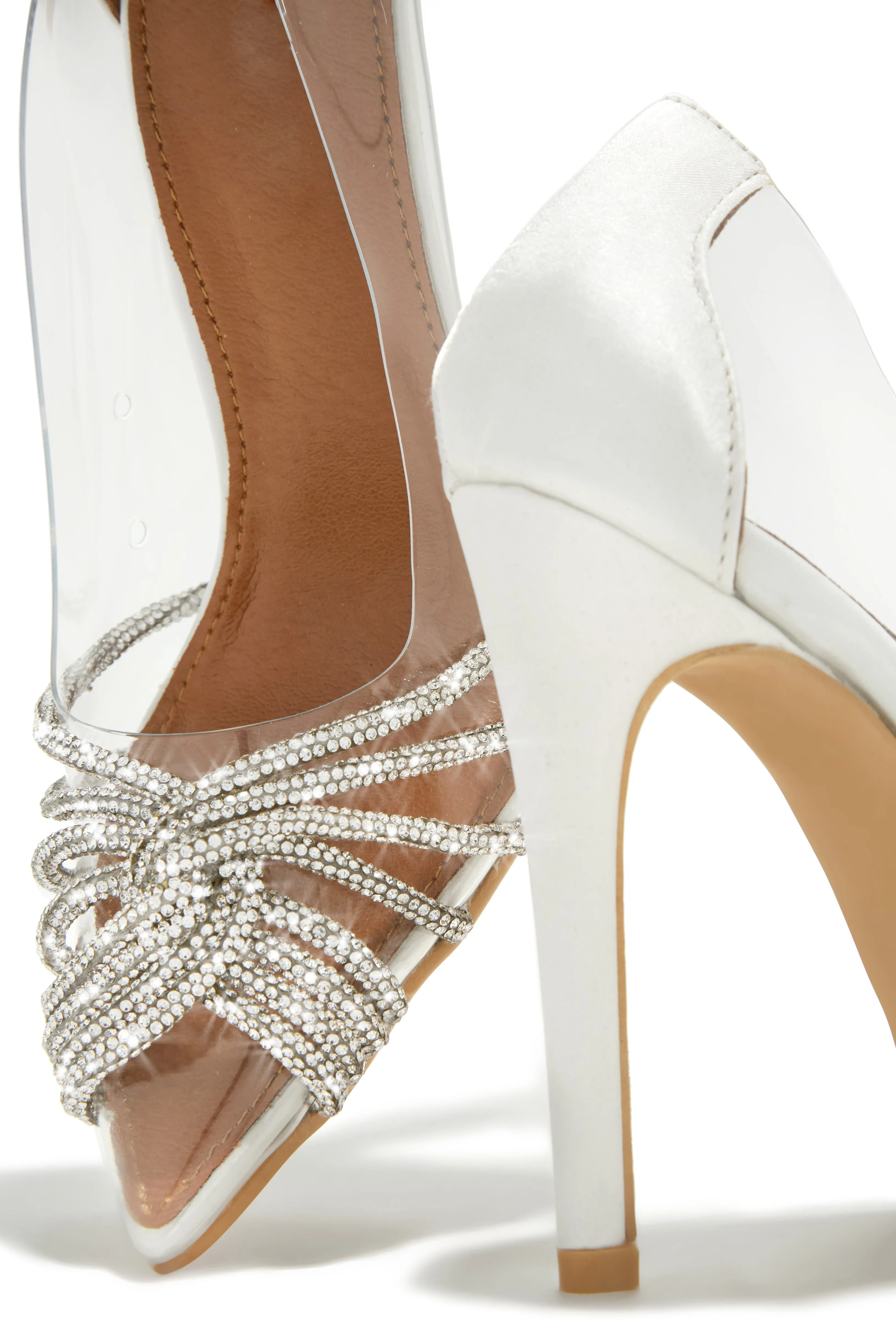 Champagne Toast Embellished Pointed Toe Pumps - White sold by Miss Lola product image thumbnail 4
