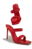 Stassie Single Sole High Heel Mules - Red sold by Miss Lola