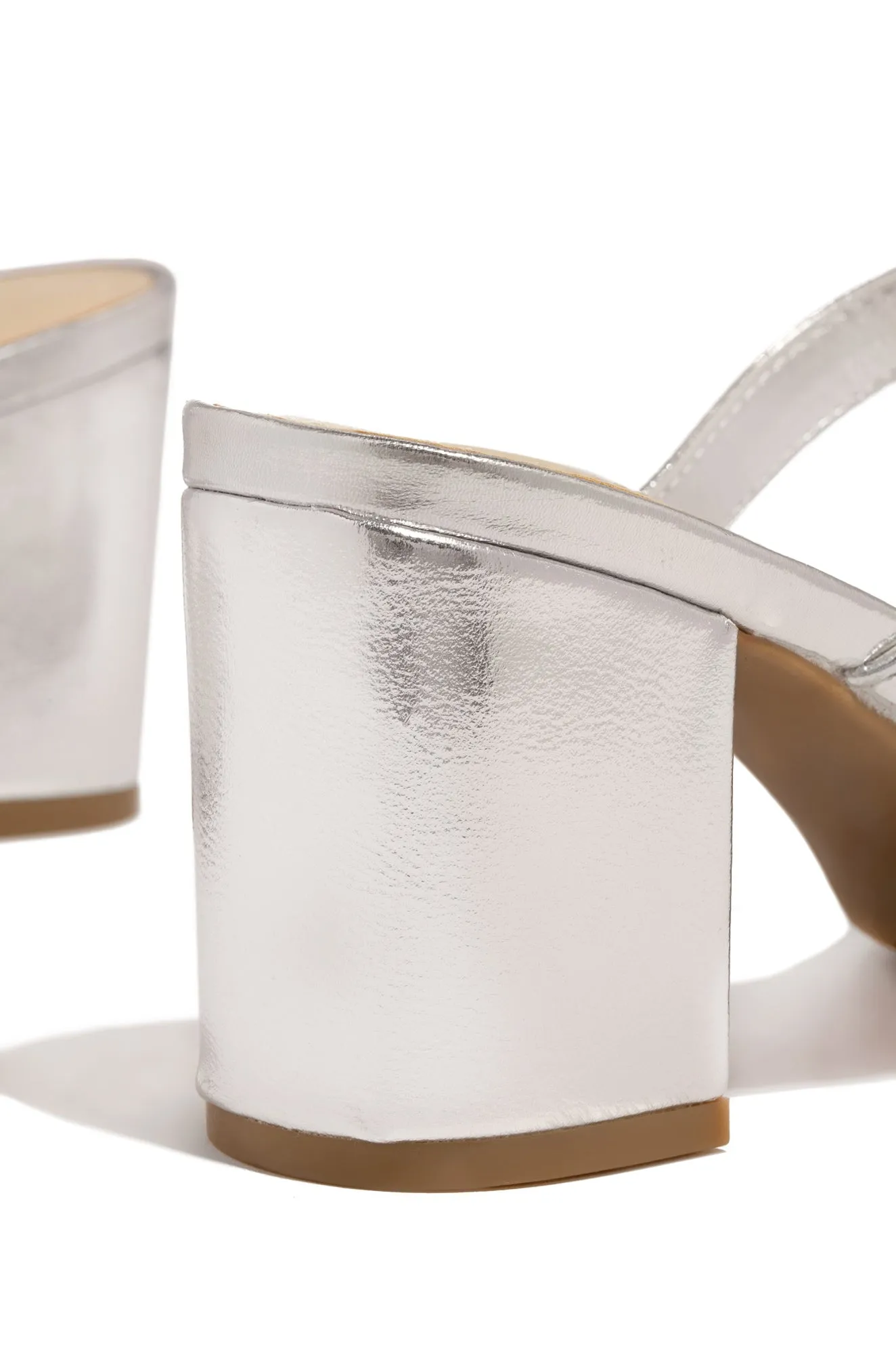 The Muse Block Heel Mules - Silver sold by Miss Lola product image thumbnail 3