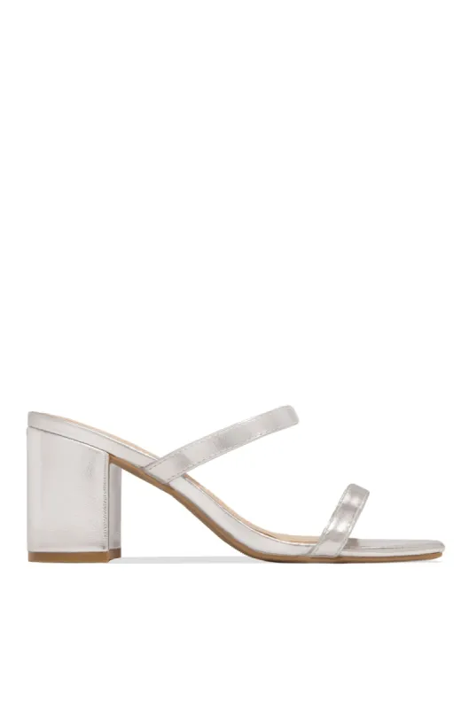 The Muse Block Heel Mules - Silver sold by Miss Lola