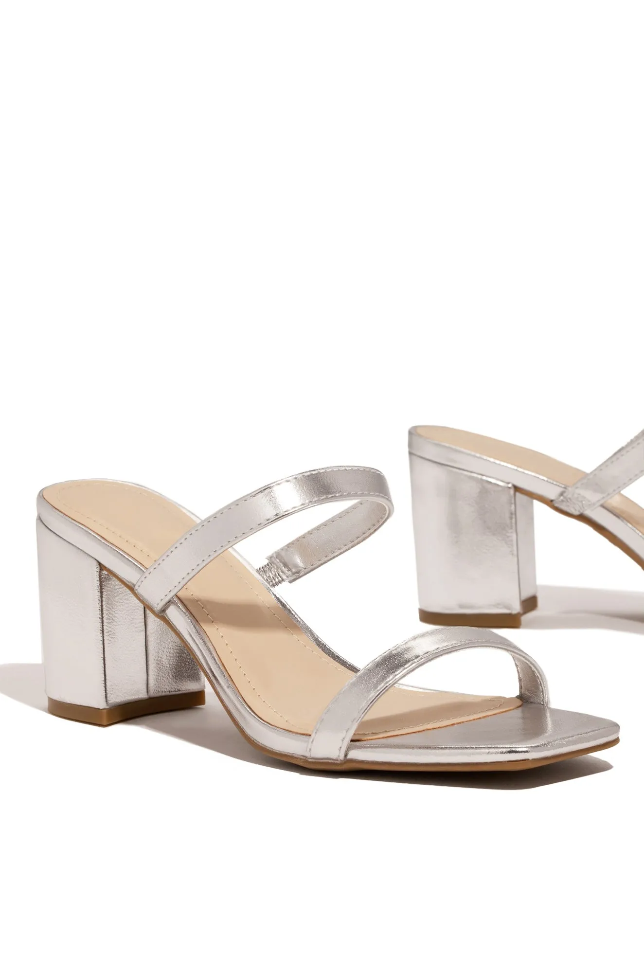 The Muse Block Heel Mules - Silver sold by Miss Lola product image thumbnail 2