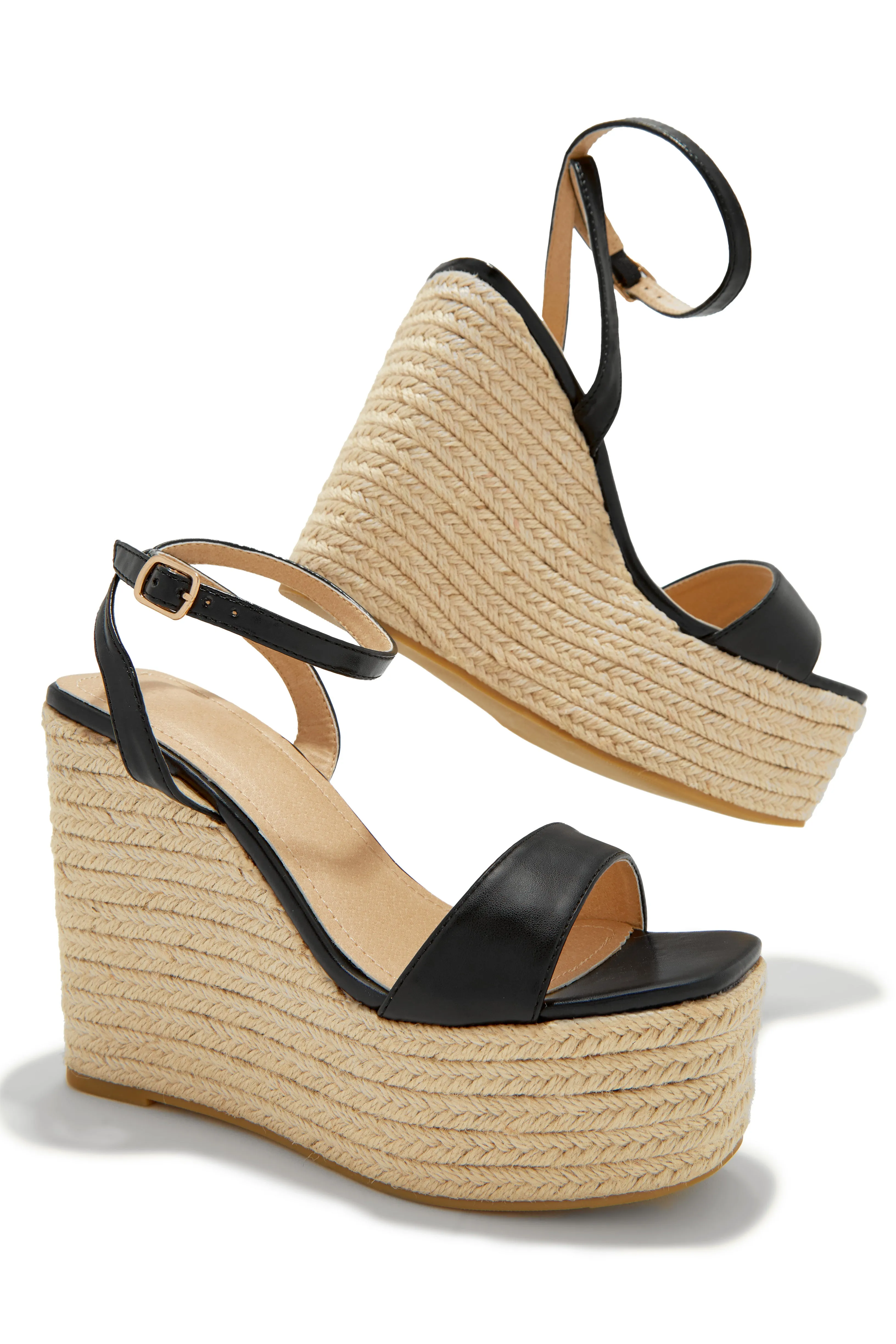 Poolside Espadrille Platform Wedges - Black sold by Miss Lola product image thumbnail 4
