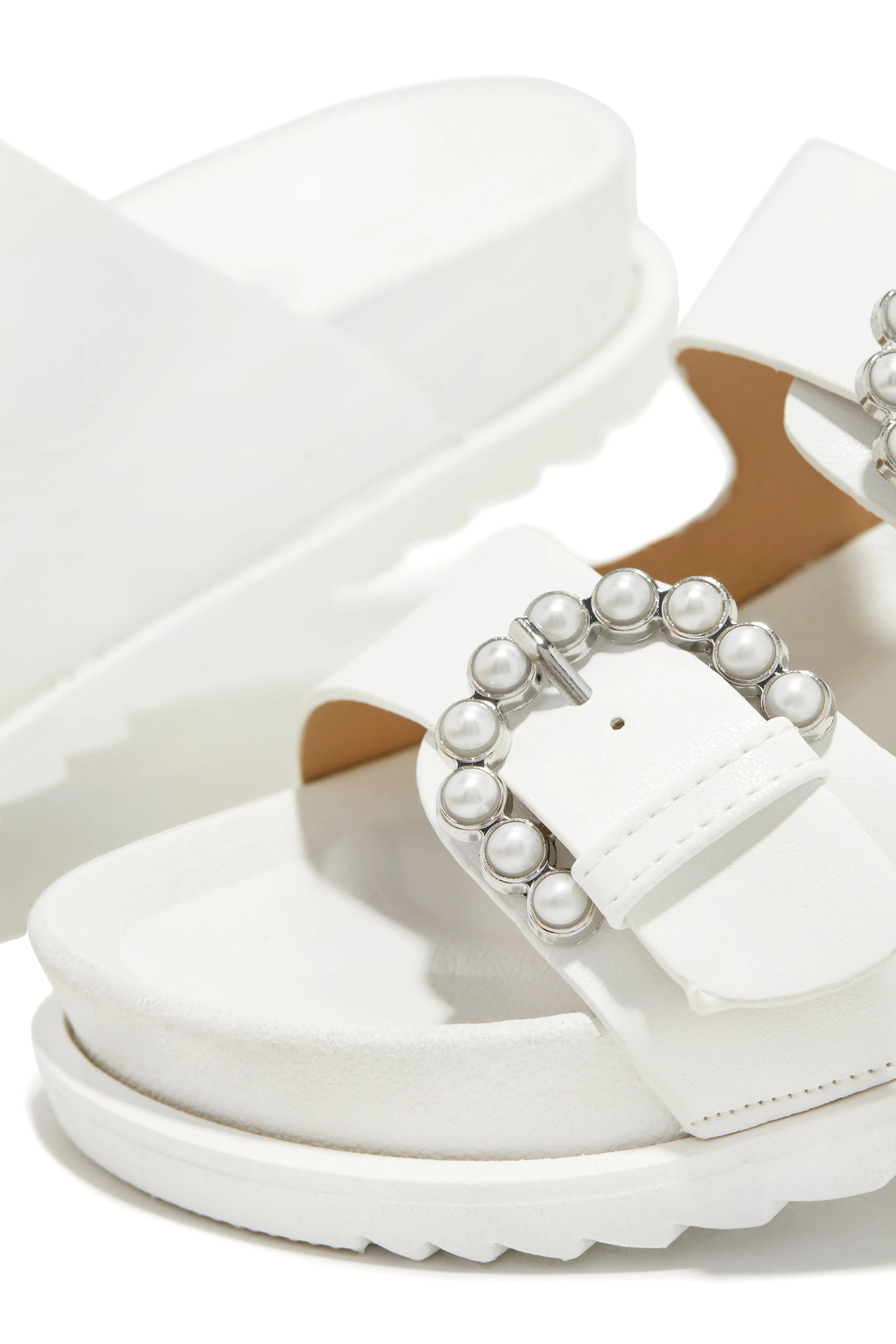 Golden Beaches Embellished Slip On Sandals - White sold by Miss Lola product image thumbnail 4