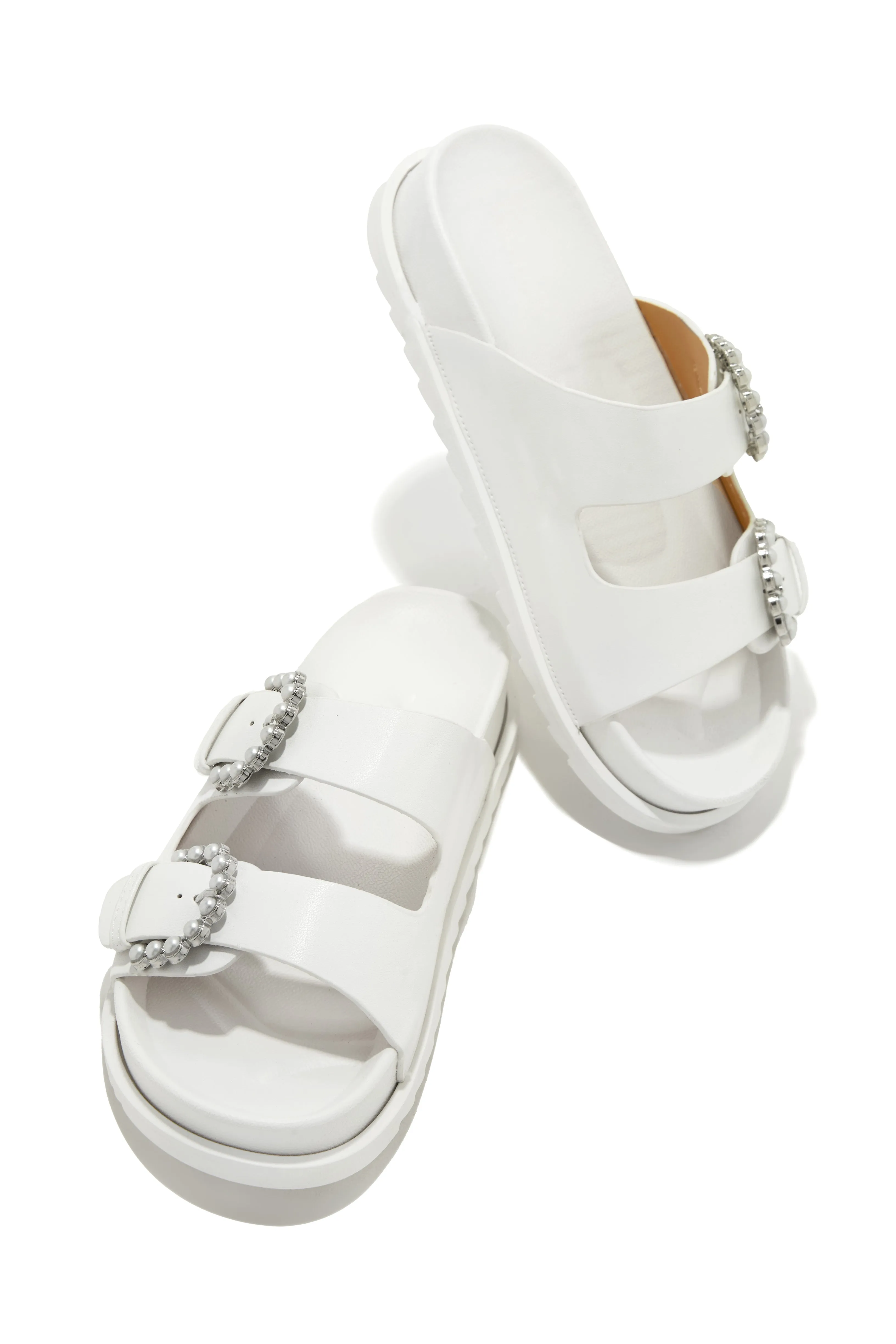 Golden Beaches Embellished Slip On Sandals - White sold by Miss Lola product image thumbnail 2