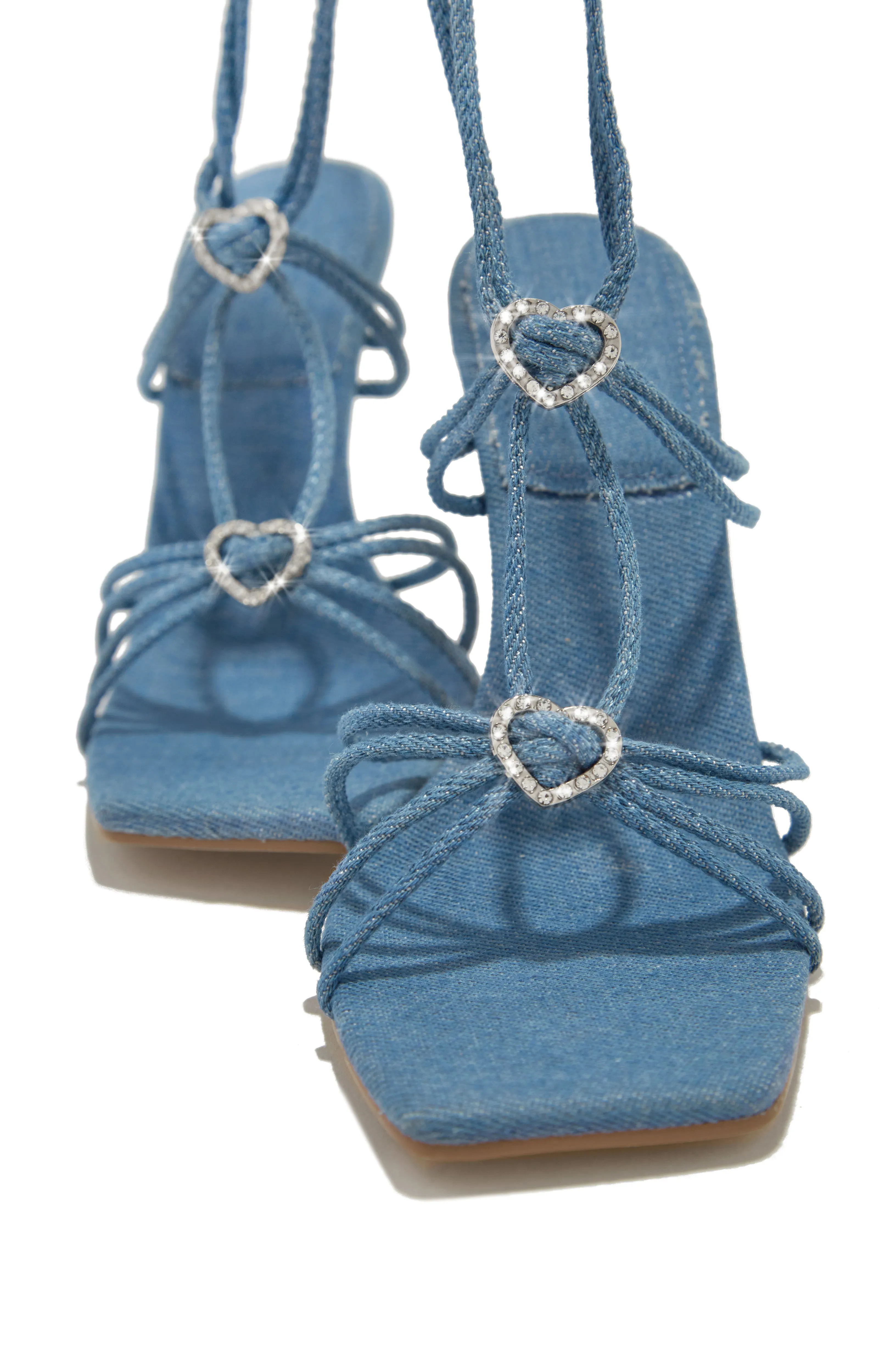 Lovestruck Embellished Strappy High Heels - Denim sold by Miss Lola