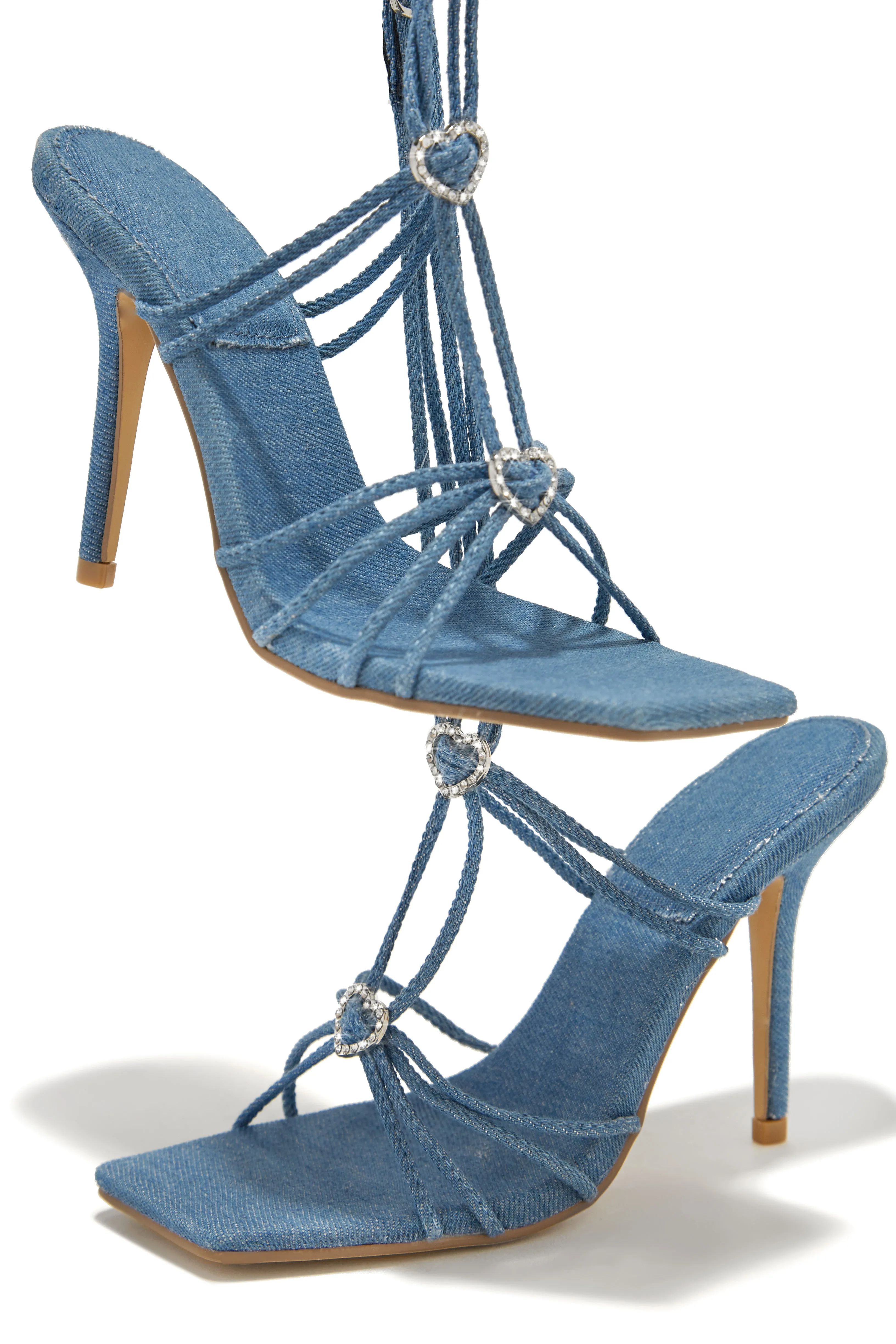 Lovestruck Embellished Strappy High Heels - Denim sold by Miss Lola product image thumbnail 4