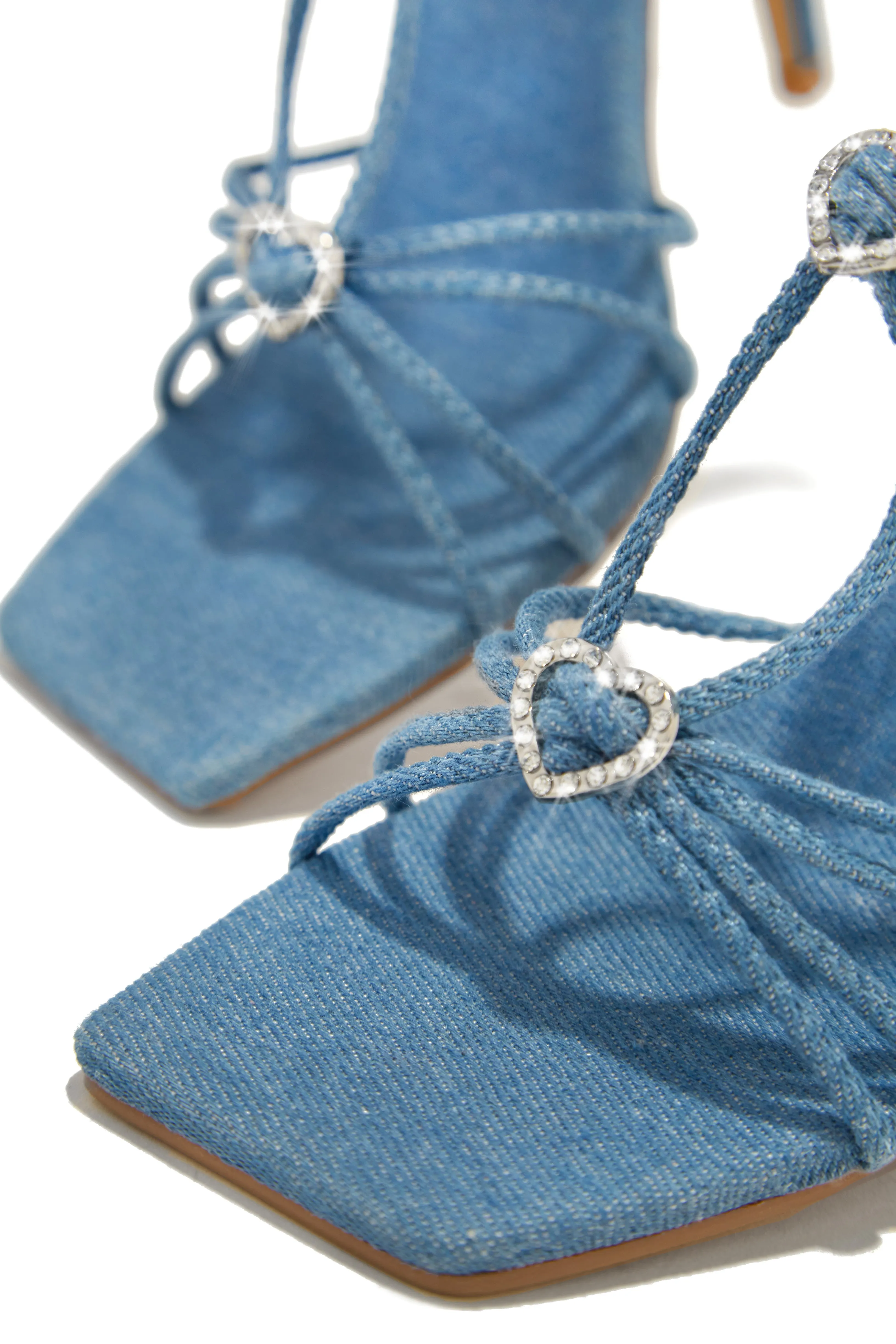 Lovestruck Embellished Strappy High Heels - Denim sold by Miss Lola product image thumbnail 3