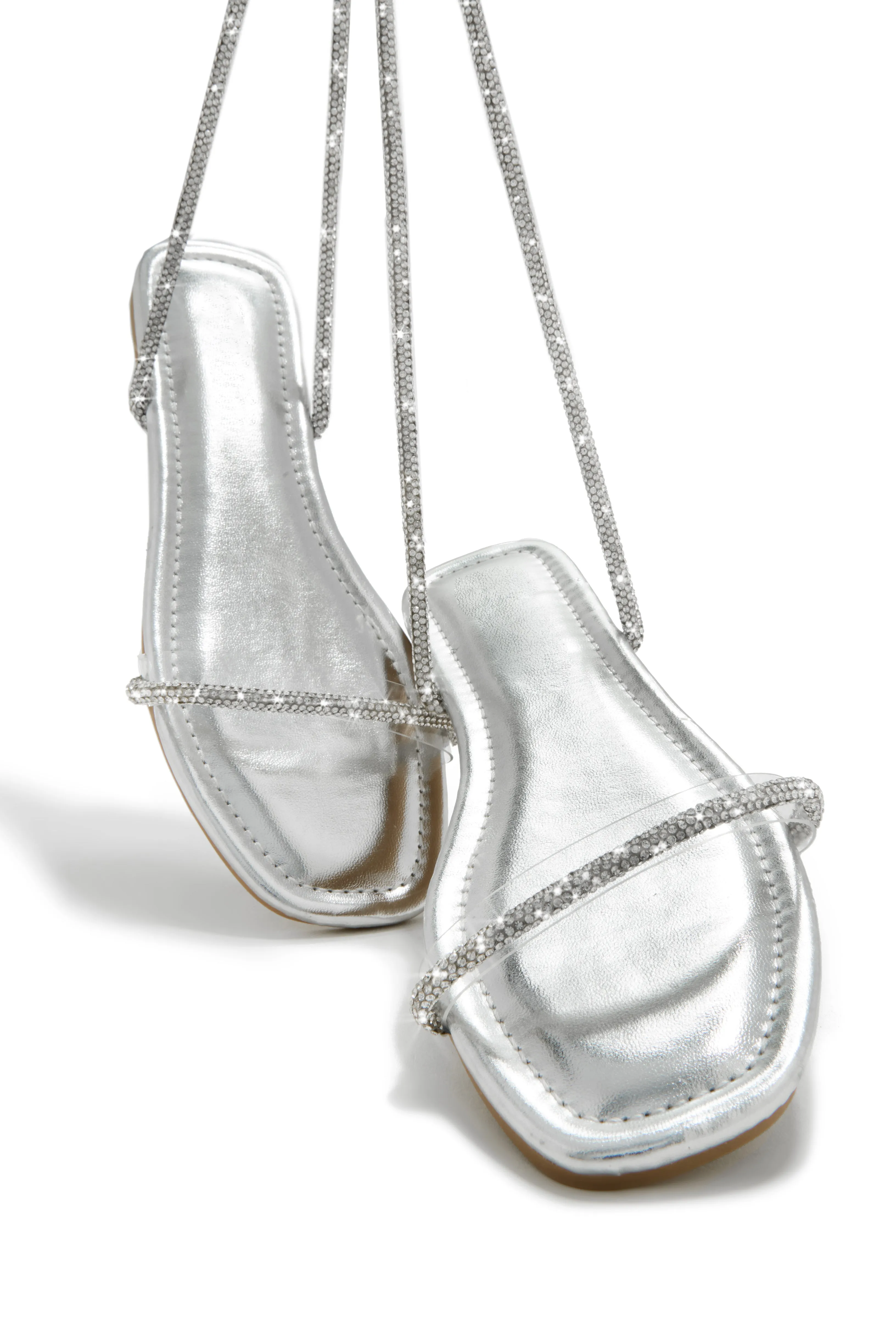 Aruba Island Embellished Lace Up Sandals - Silver sold by Miss Lola product image thumbnail 3