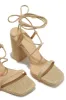 Aria Lace Up Block Heels - Natural sold by Miss Lola