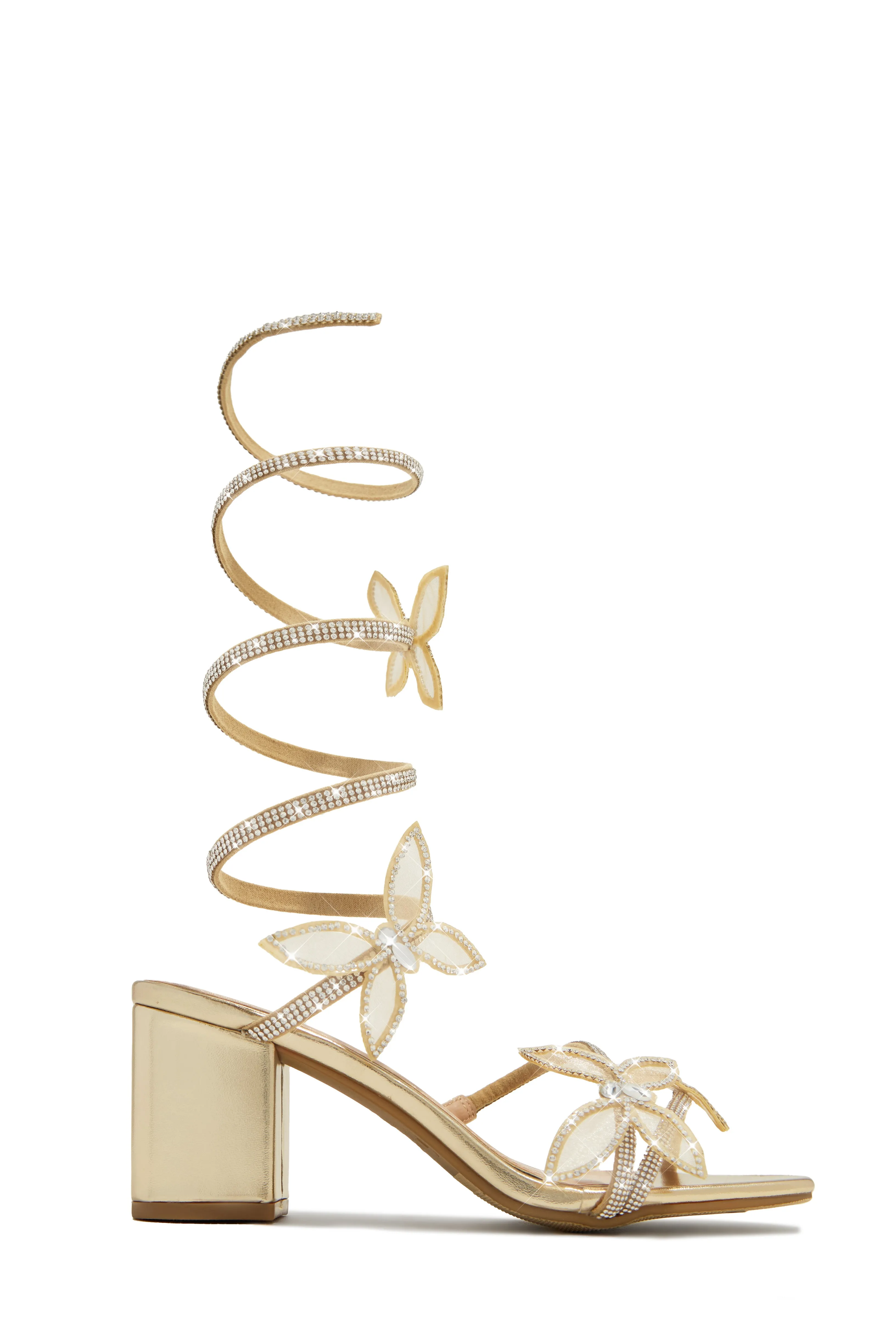 Fantasy Embellished Around The Ankle Coil Block Heels - Gold sold by Miss Lola product image thumbnail 5