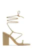 Aria Lace Up Block Heels - Natural sold by Miss Lola