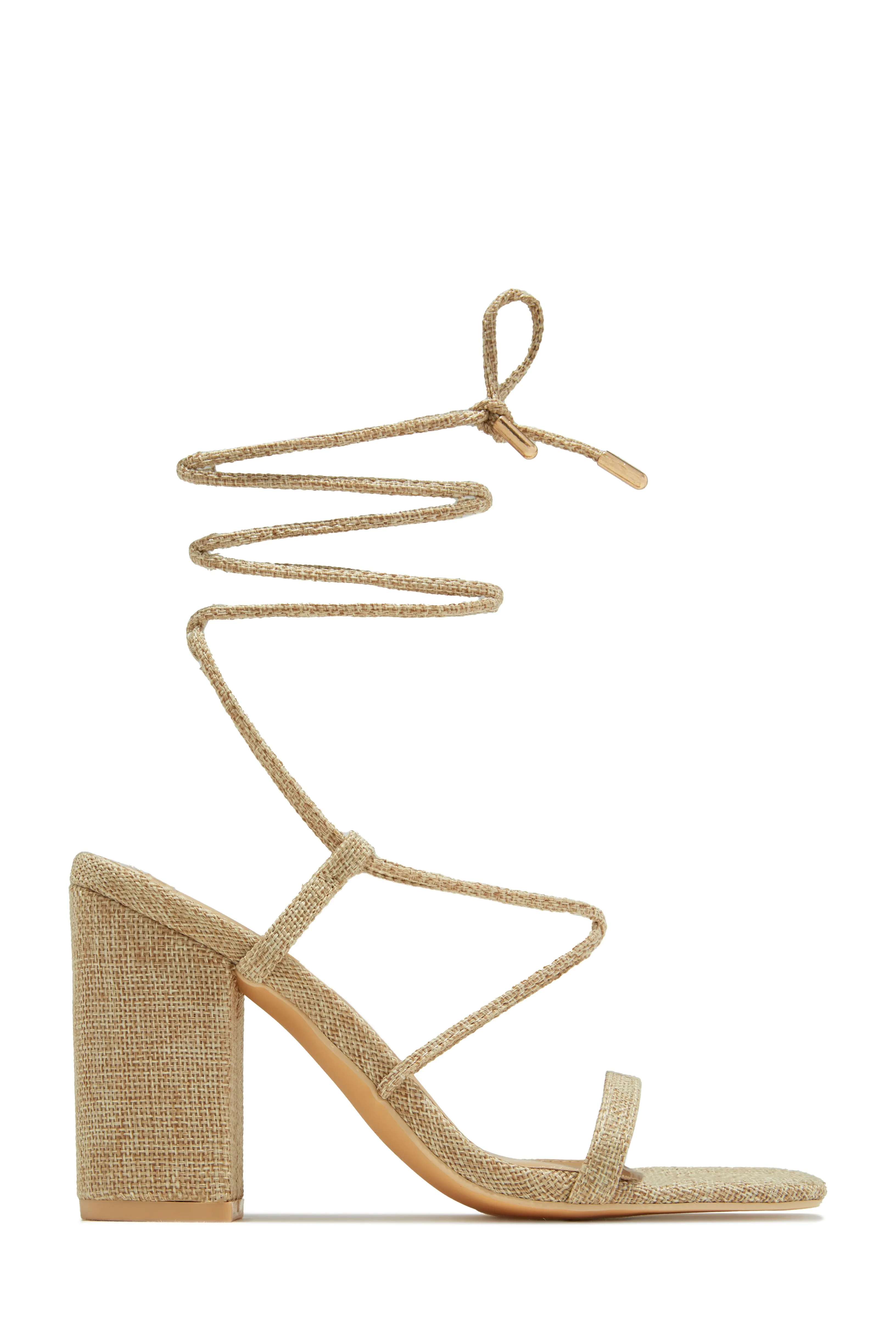 Aria Lace Up Block Heels - Natural sold by Miss Lola product image thumbnail 3
