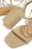 Aria Lace Up Block Heels - Natural sold by Miss Lola