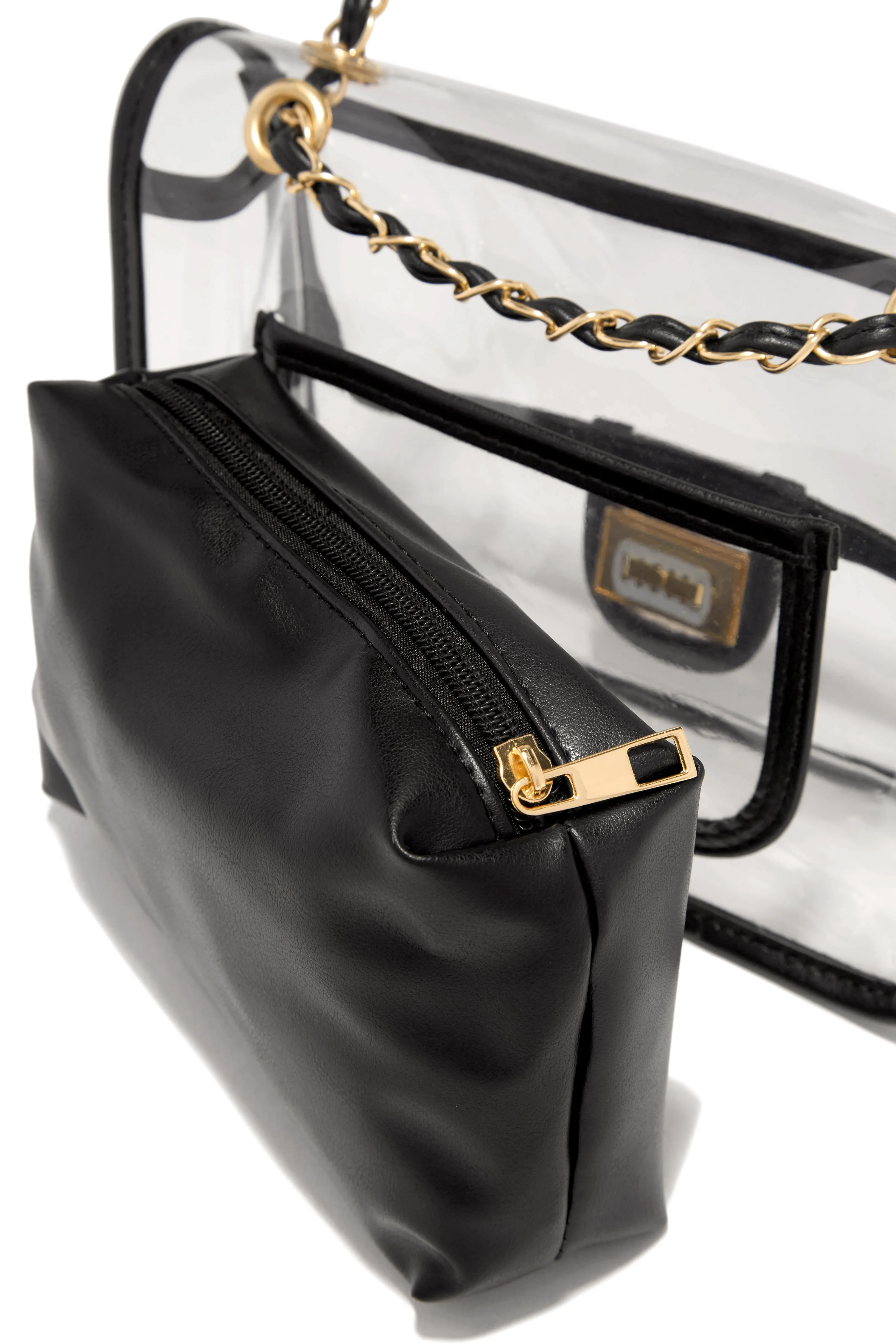 Jessica Clear Flap Over Crossbody Bag - Black sold by Miss Lola product image thumbnail 2