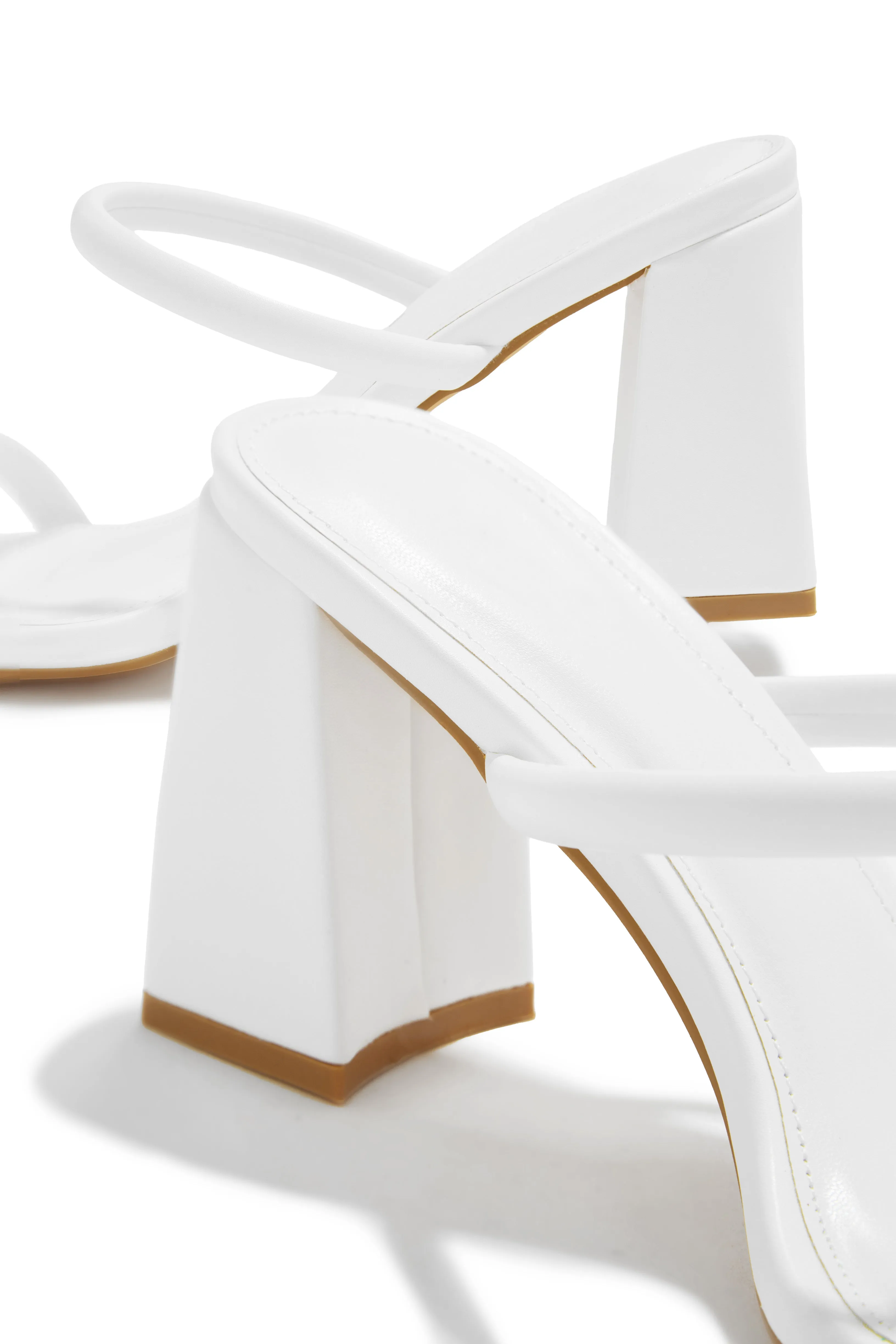 Yesenia Block Mid Heel Mules - White sold by Miss Lola product image thumbnail 4