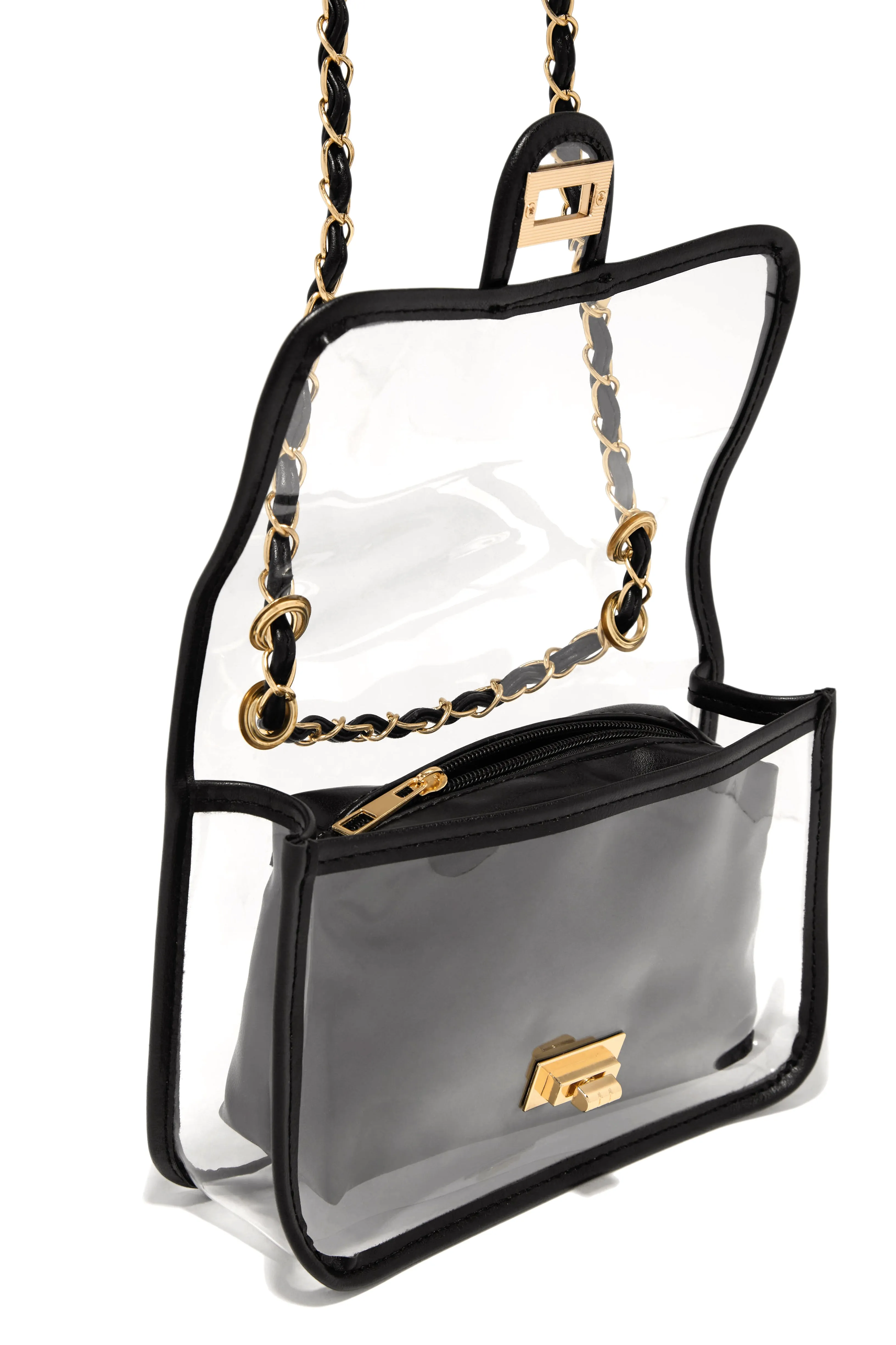 Jessica Clear Flap Over Crossbody Bag - Black sold by Miss Lola product image thumbnail 4