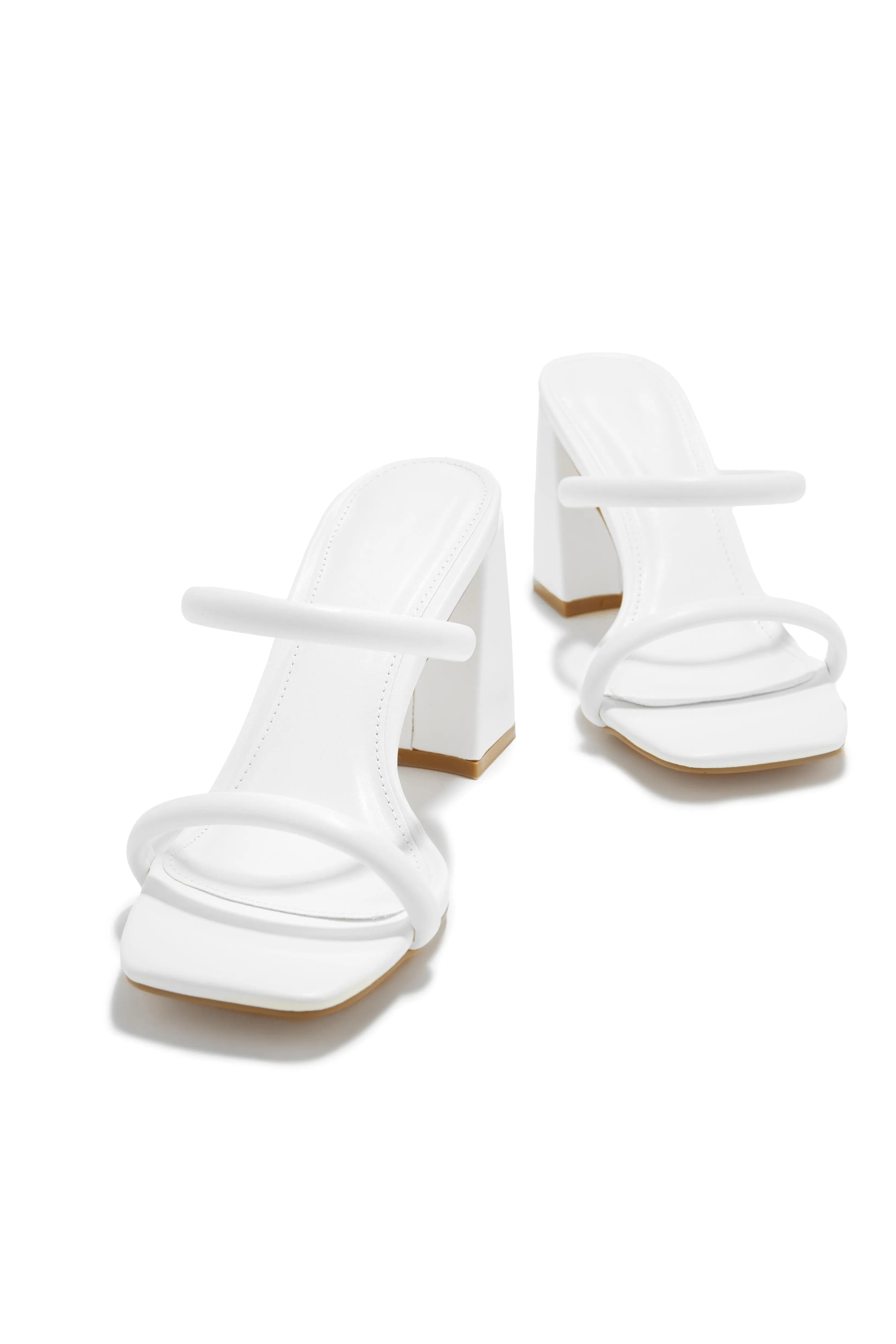 Yesenia Block Mid Heel Mules - White sold by Miss Lola product image thumbnail 3