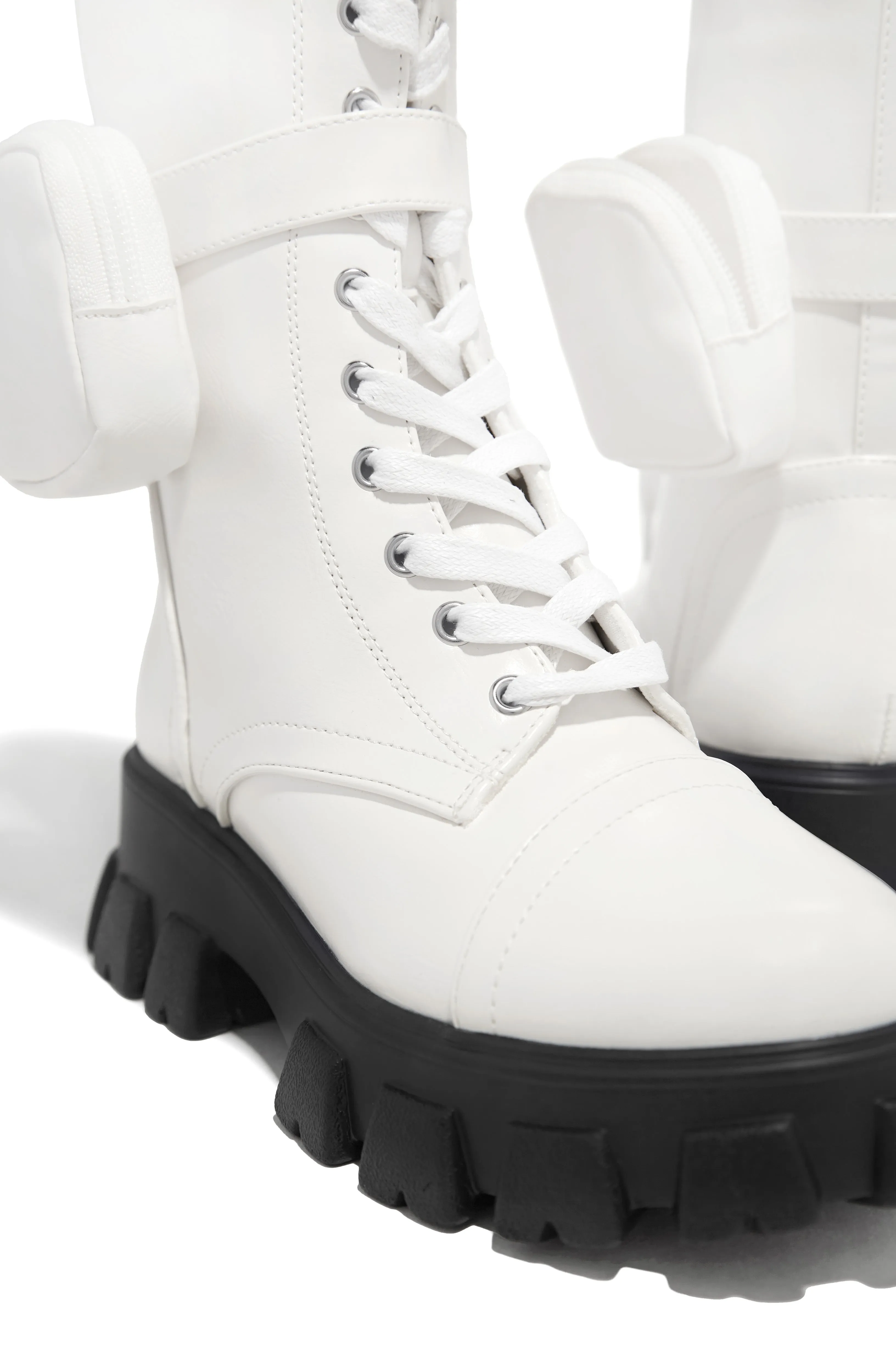 Arctic Chic Flat Combat Boots - White sold by Miss Lola product image thumbnail 5